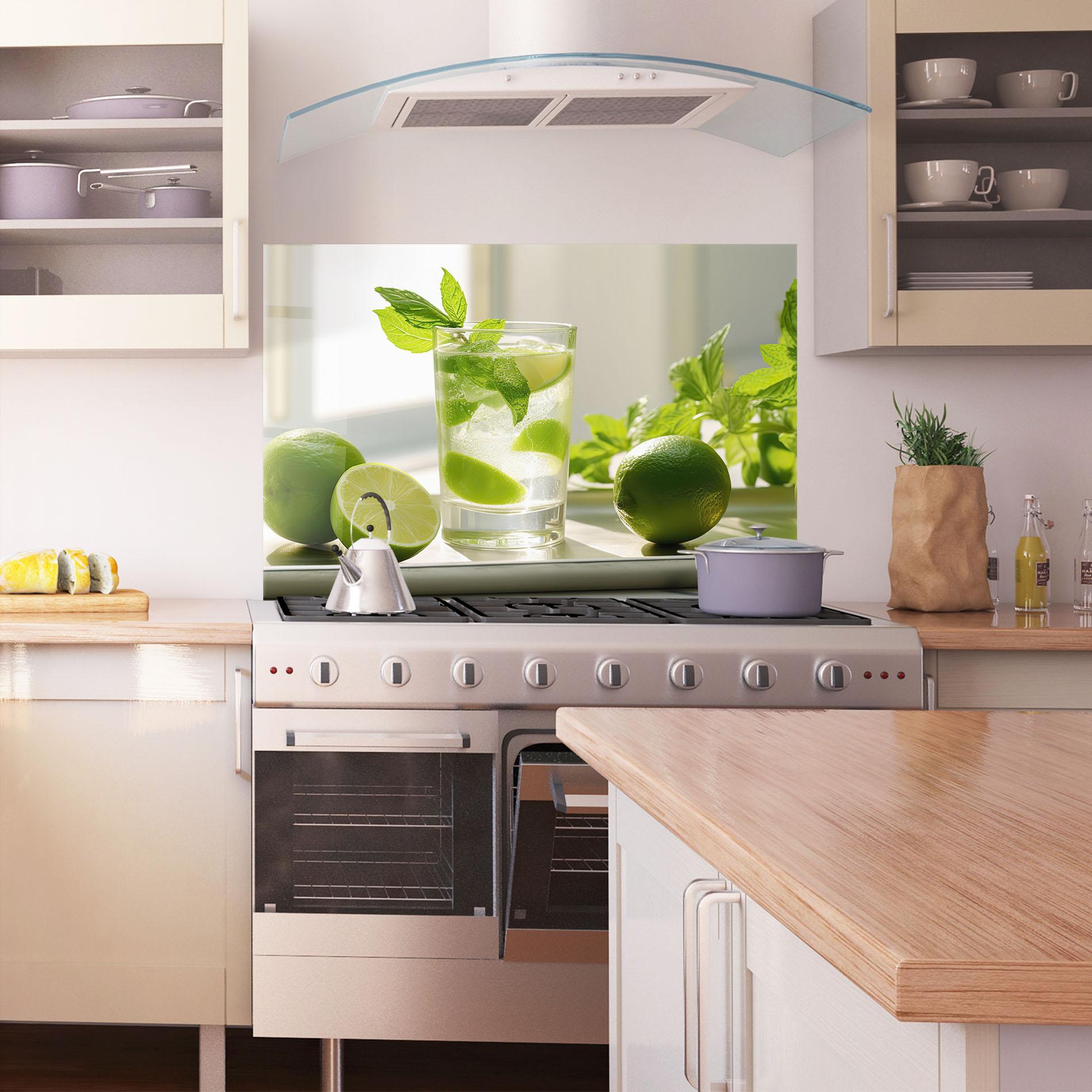 Küchenrückwand Glas Mint Lime Glass mockup 1