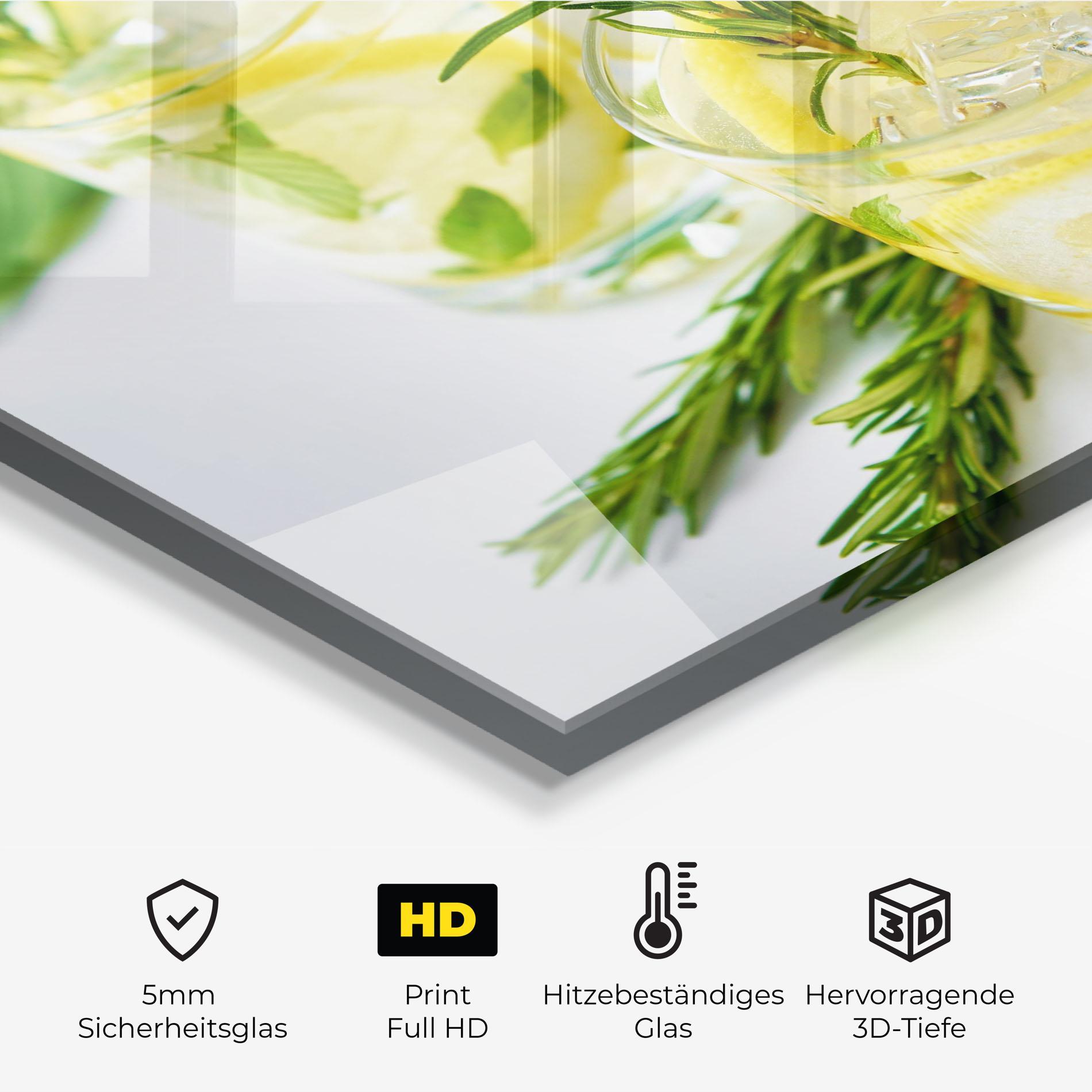 Küchenrückwand Glas Lemon Rosemary Drink mockup 2
