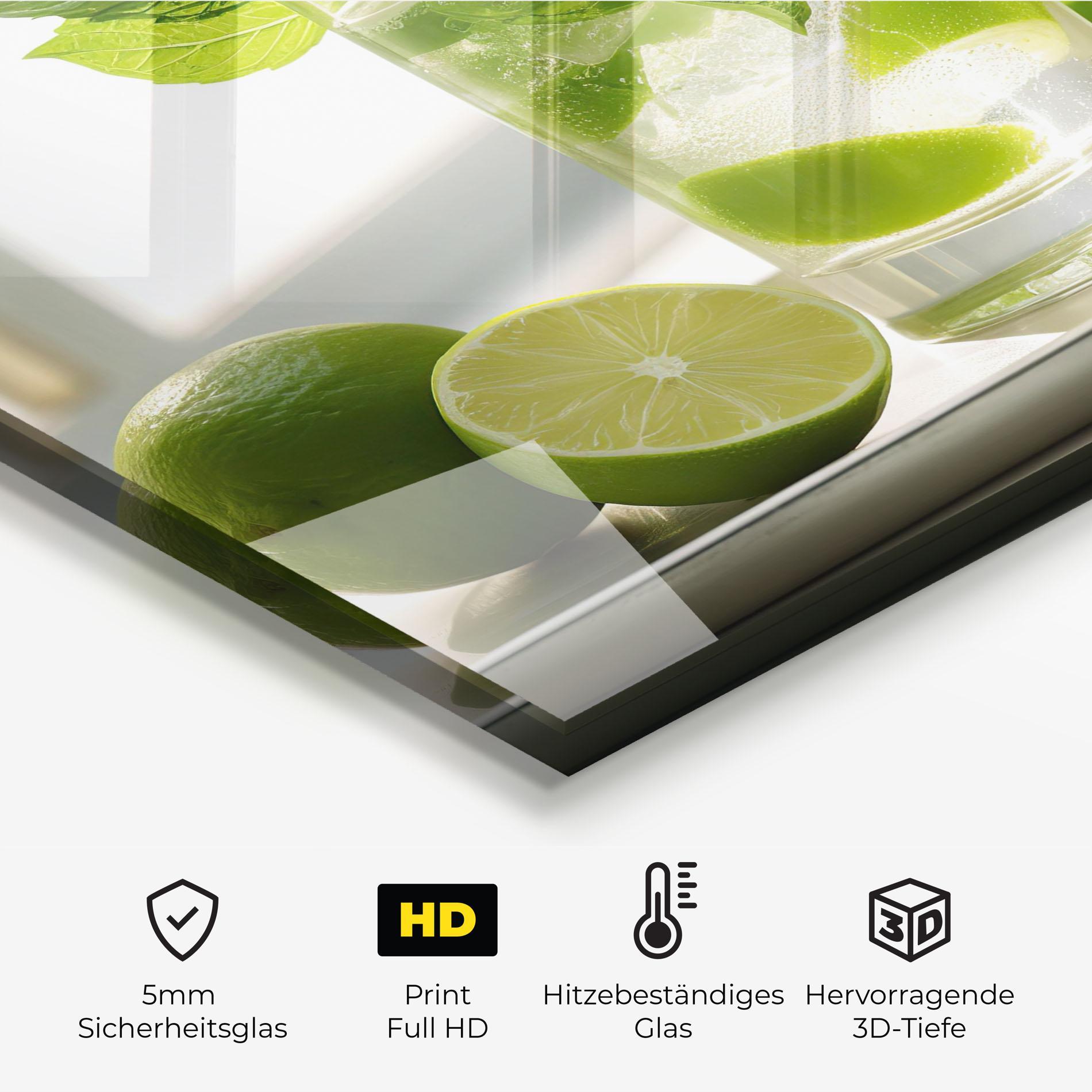 Küchenrückwand Glas Mint Lime Glass mockup 2