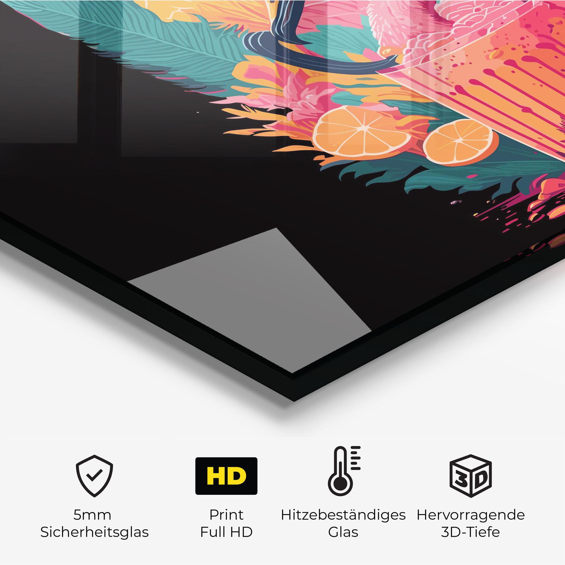 Küchenrückwand Glas Pink Bird Drink mockup 2