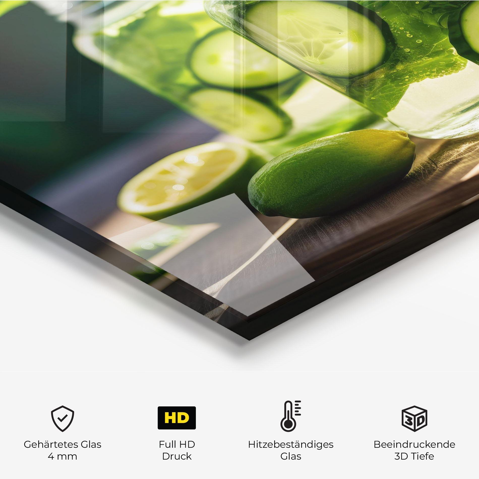 Küchenrückwand Glas Cold Drink Cucumber mockup 2