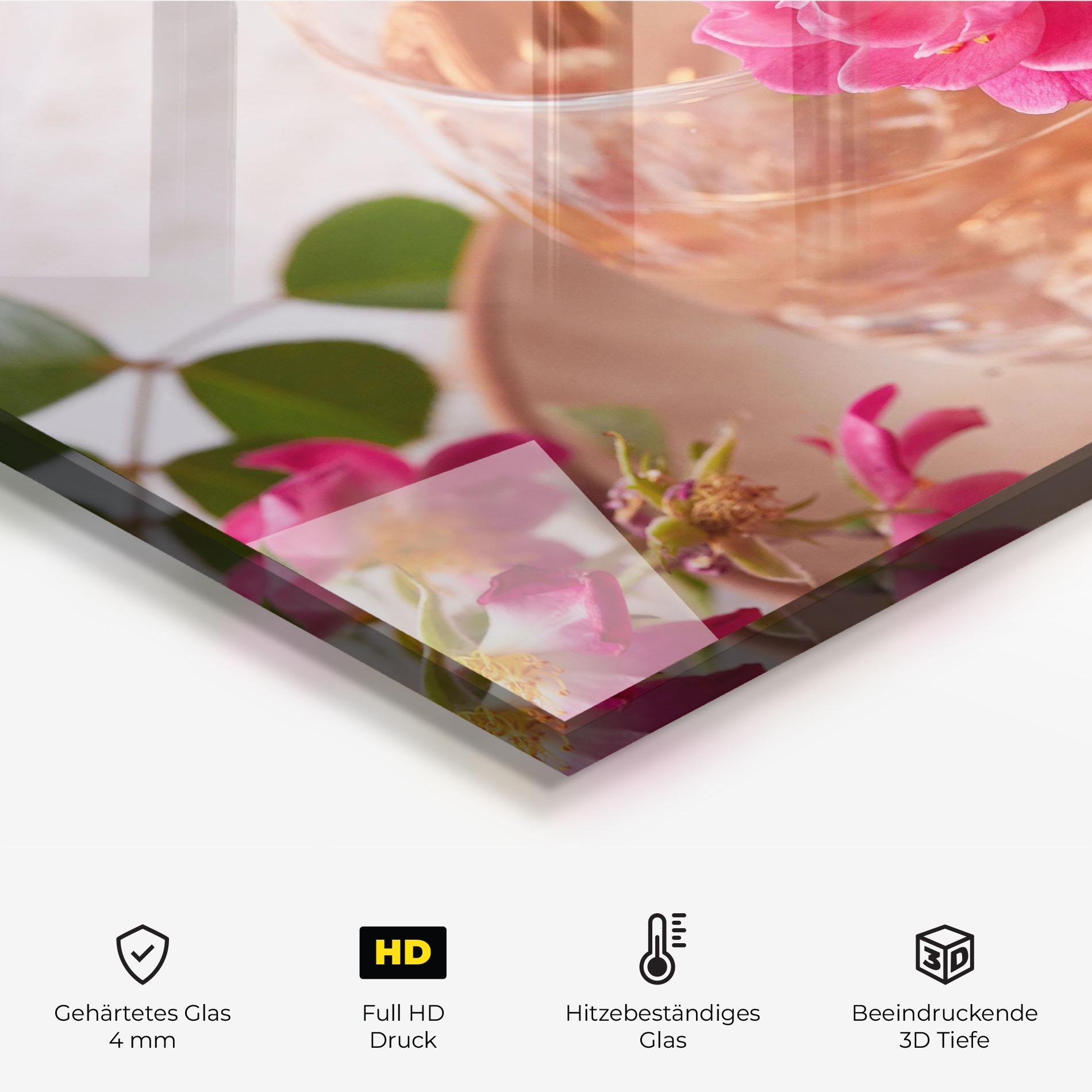 Küchenrückwand Glas Flower Drink mockup 2