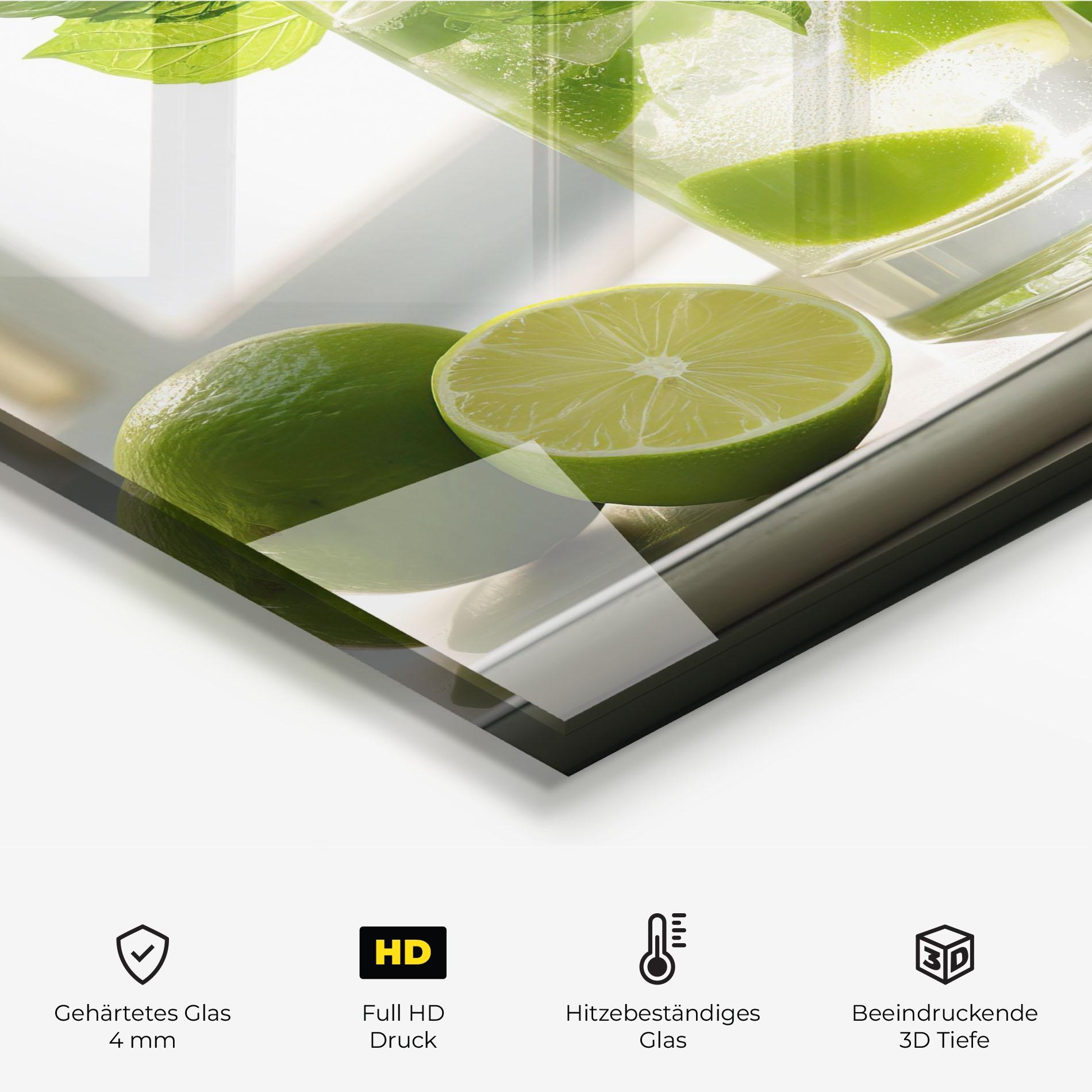 Küchenrückwand Glas Mint Lime Glass mockup 2