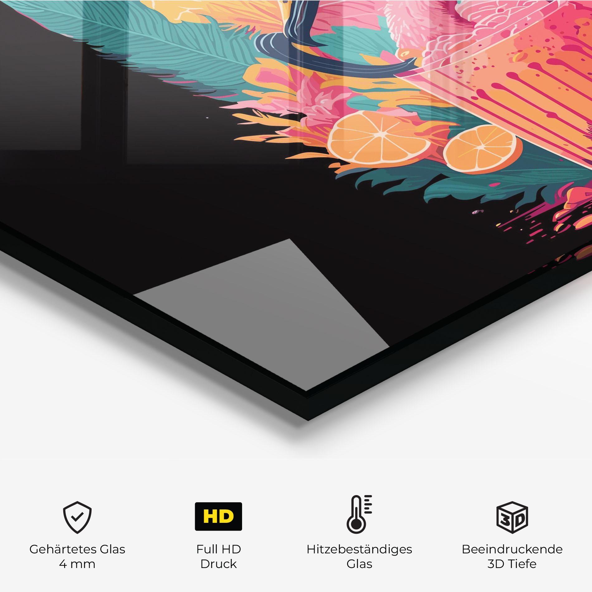 Küchenrückwand Glas Pink Bird Drink mockup 2