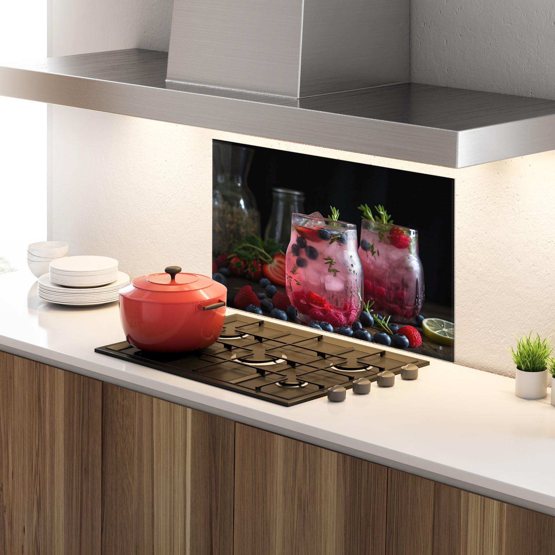 Küchenrückwand Glas Berry Ice Drink mockup 4