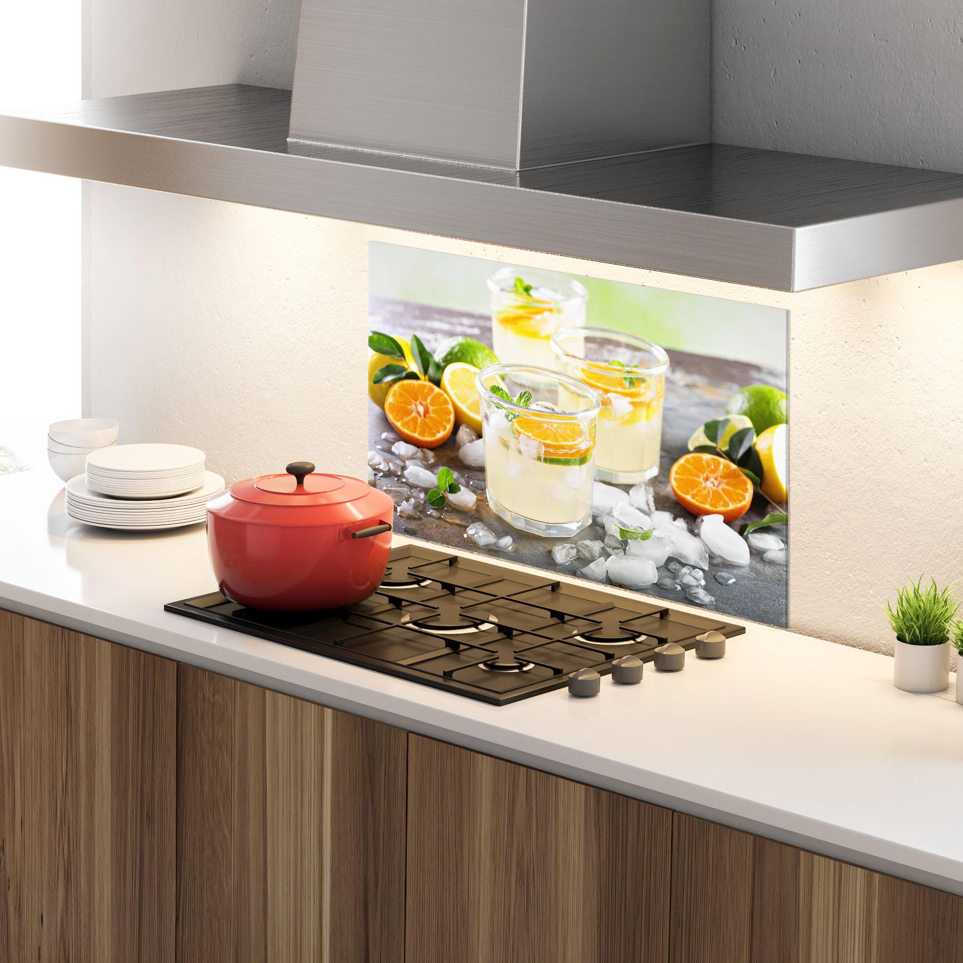 Küchenrückwand Glas Citrus Fruit Lemonade mockup 4