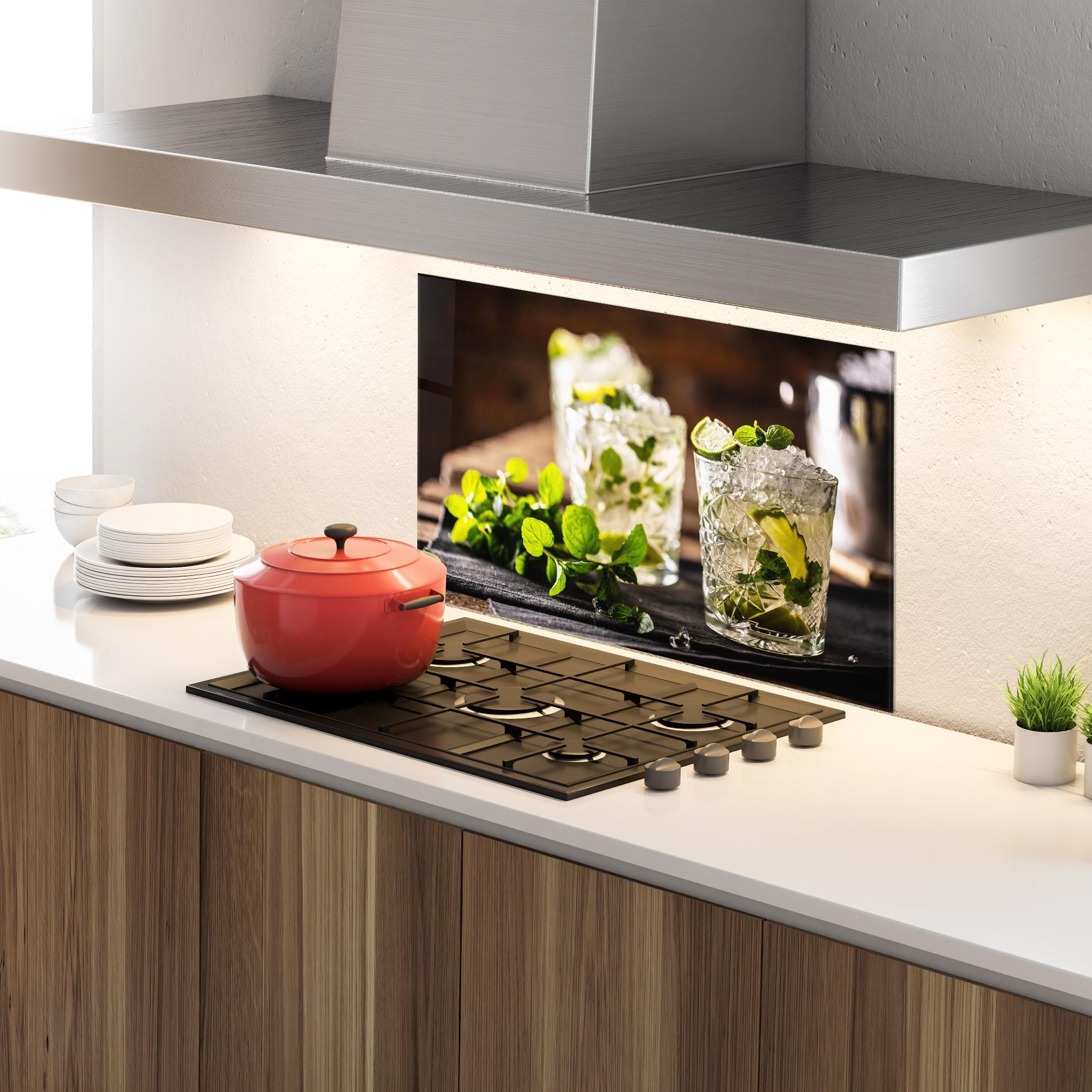 Küchenrückwand Glas Fresh Mint Lime mockup 4