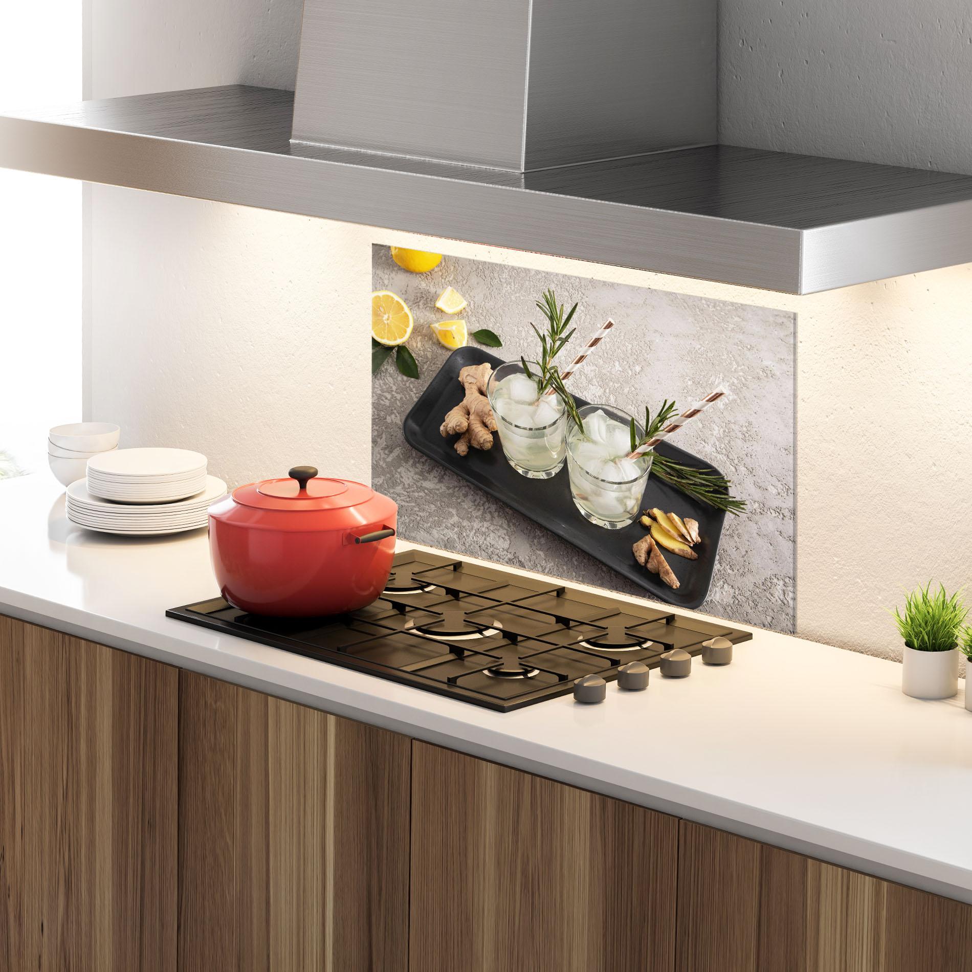 Küchenrückwand Glas Ginger Lemonade Drink mockup 4