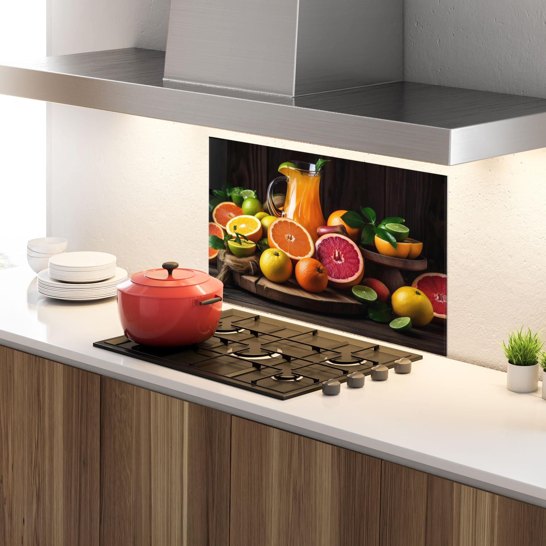 Küchenrückwand Glas Glass Of Orange Juice mockup 4