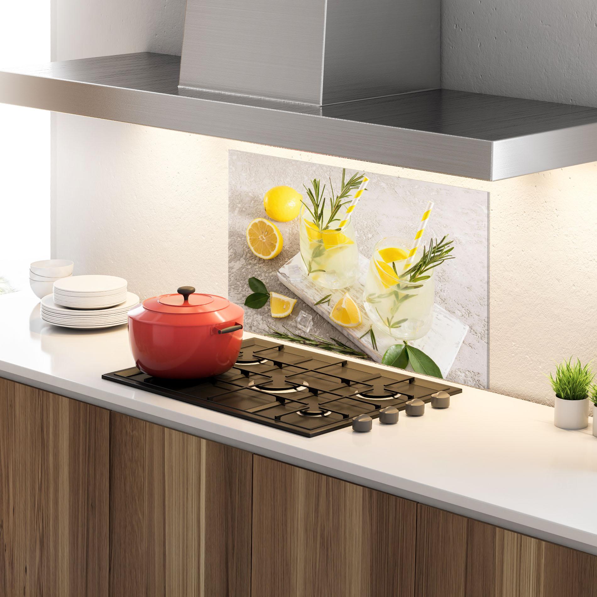 Küchenrückwand Glas Homemade Rosemary Drink mockup 4