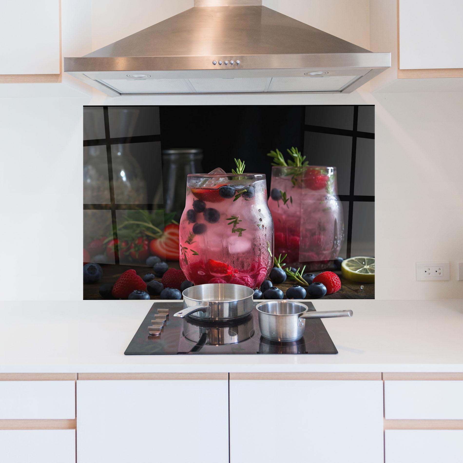 Küchenrückwand Glas Berry Ice Drink mockup 5