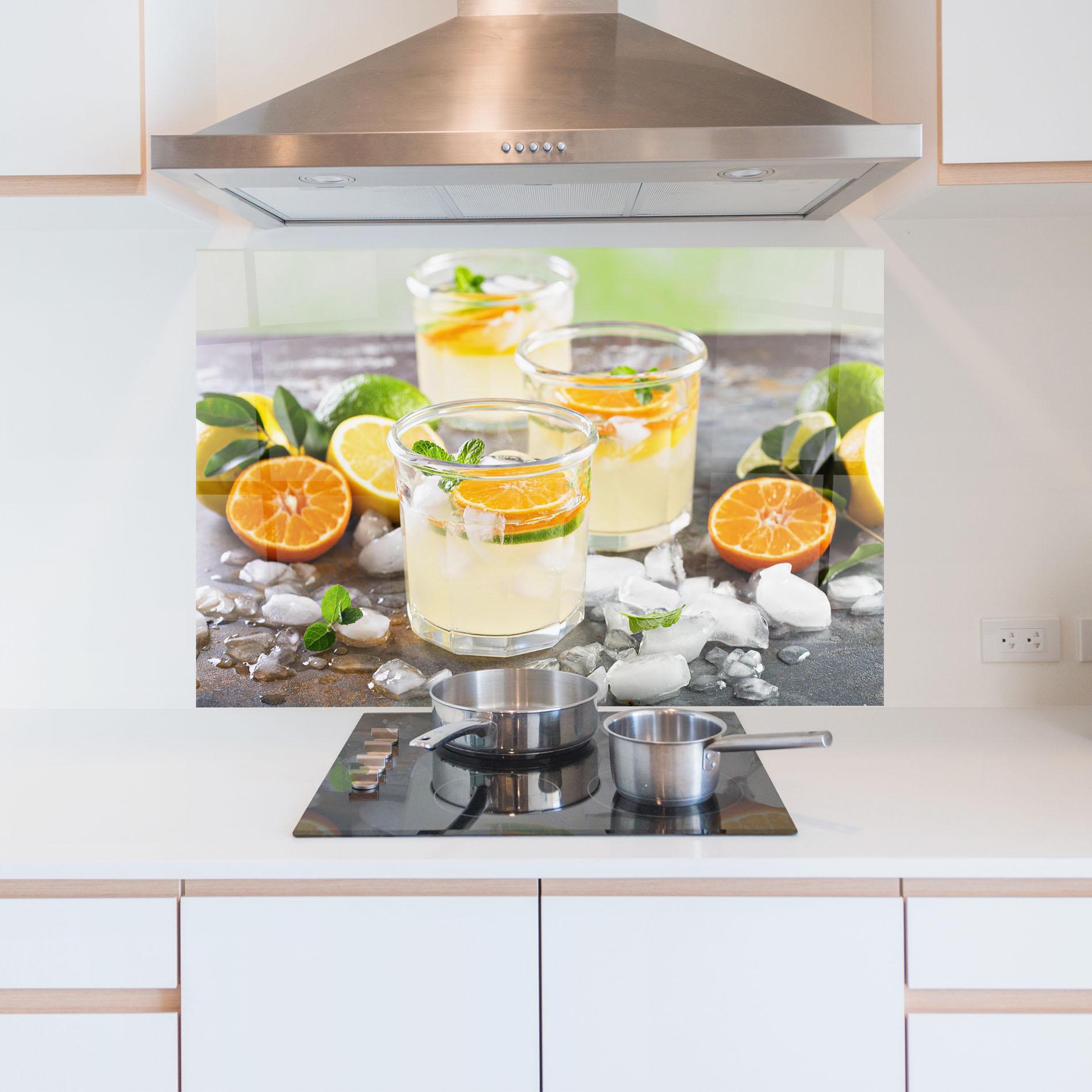 Küchenrückwand Glas Citrus Fruit Lemonade mockup 5