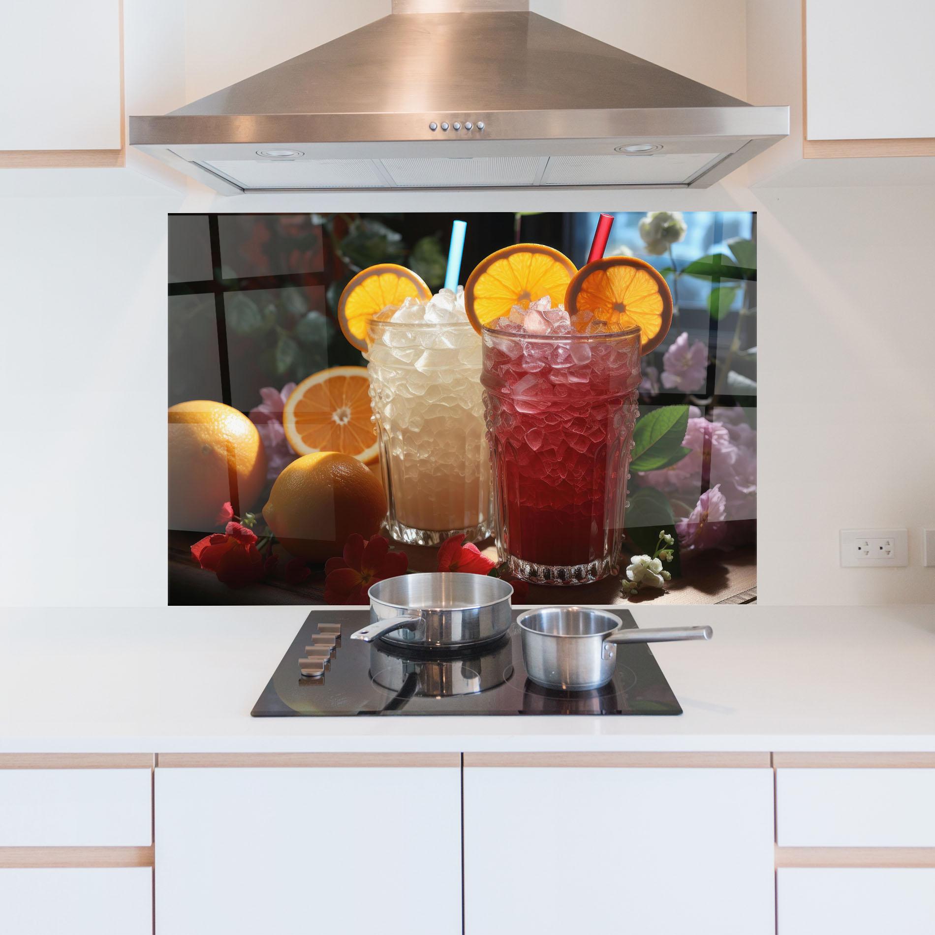 Küchenrückwand Glas Citrus Smoothie Drink mockup 5