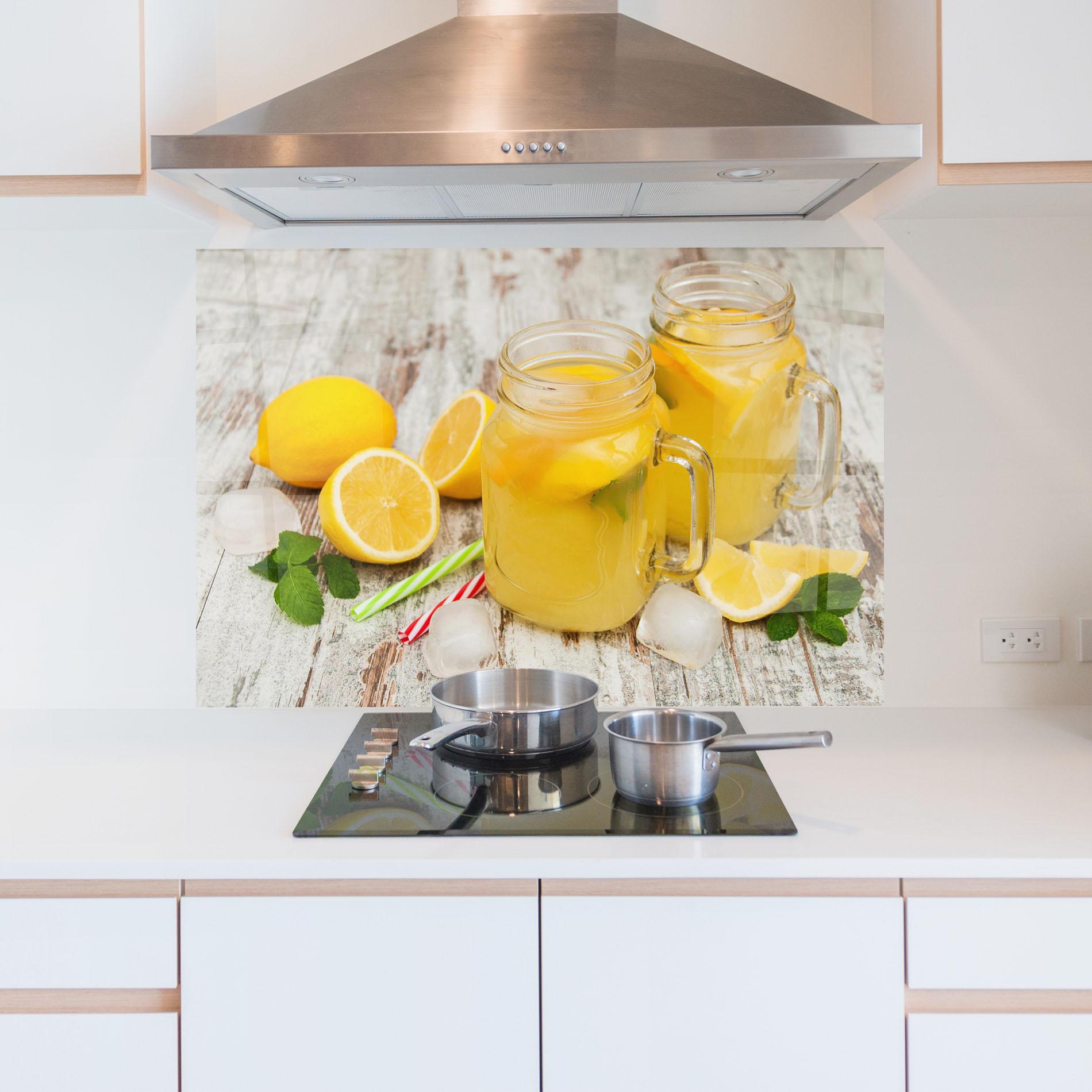 Küchenrückwand Glas Jars With Lemonade mockup 5