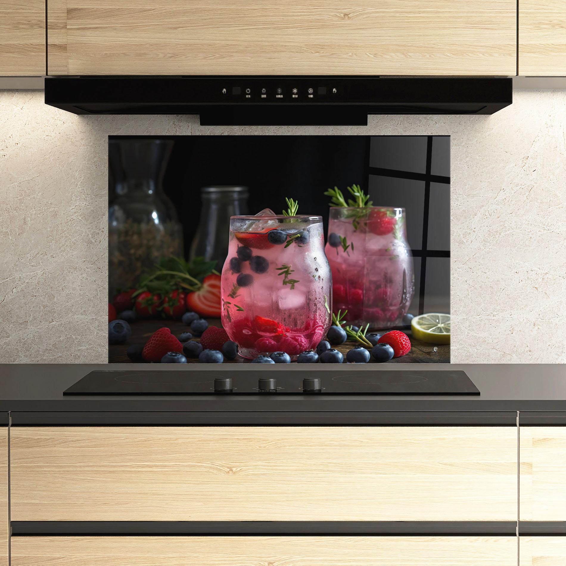 Küchenrückwand Glas Berry Ice Drink mockup 3