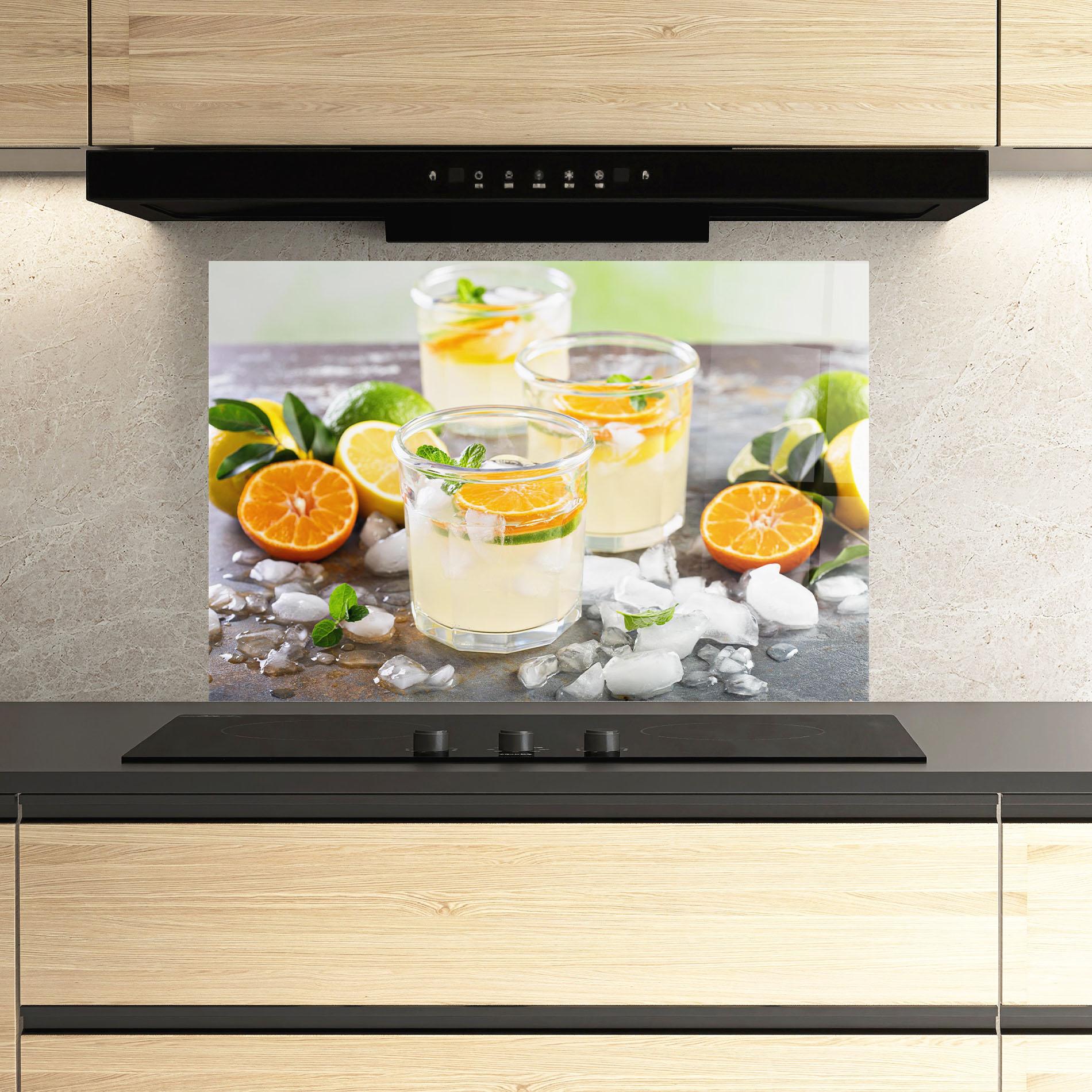 Küchenrückwand Glas Citrus Fruit Lemonade mockup 3
