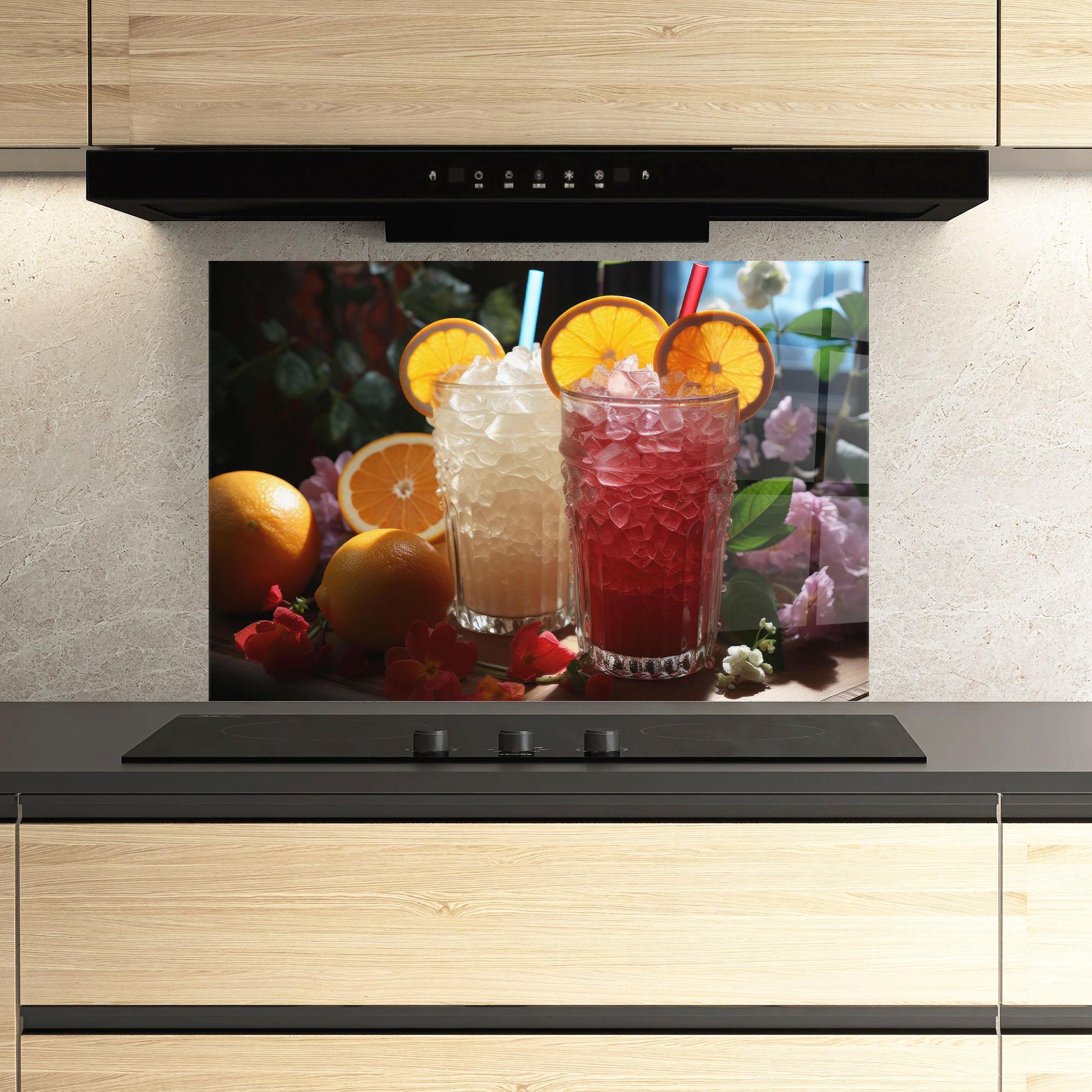 Küchenrückwand Glas Citrus Smoothie Drink mockup 3