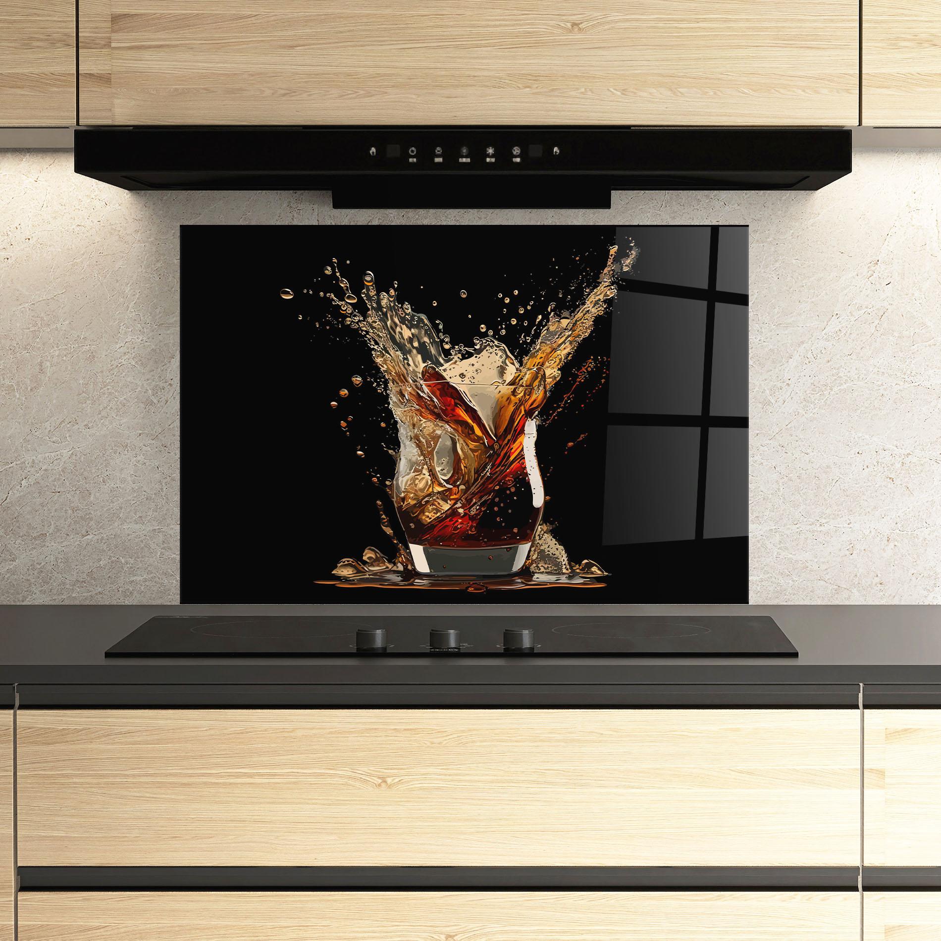 Küchenrückwand Glas Cola Splash mockup 3