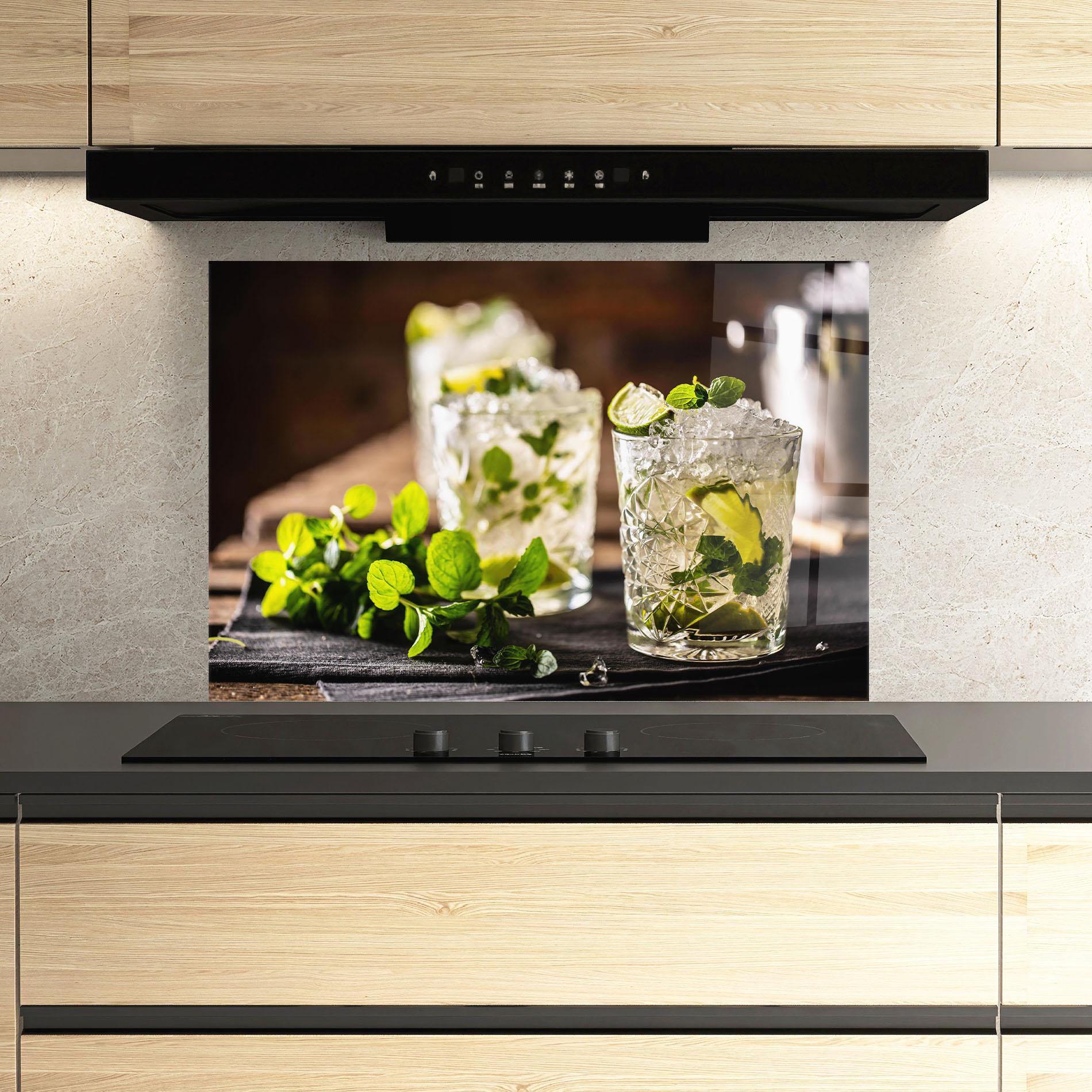 Küchenrückwand Glas Fresh Mint Lime mockup 3