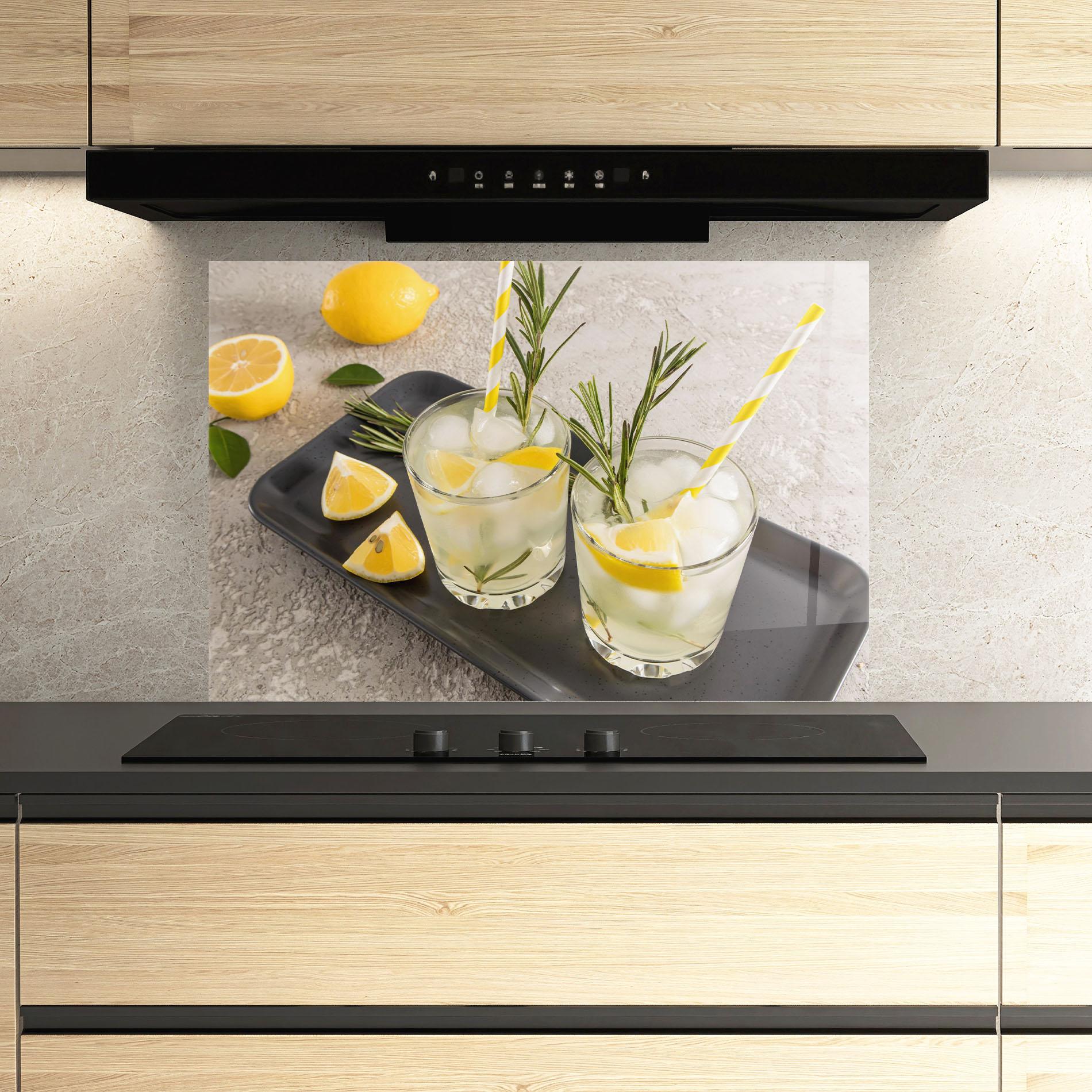 Küchenrückwand Glas Fruit Vitamin Water mockup 3