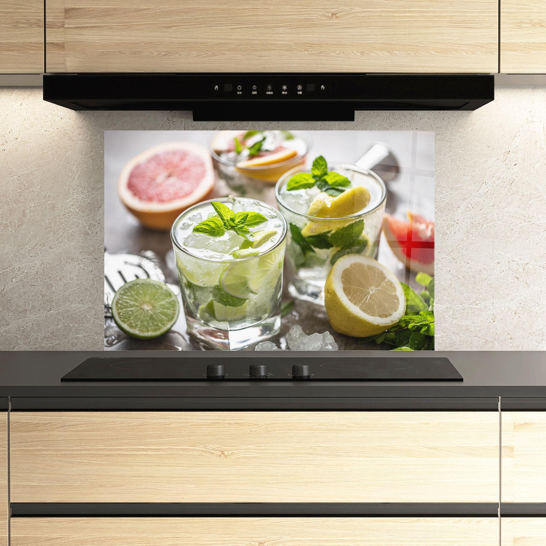 Küchenrückwand Glas Gin Tonic Drink mockup 3