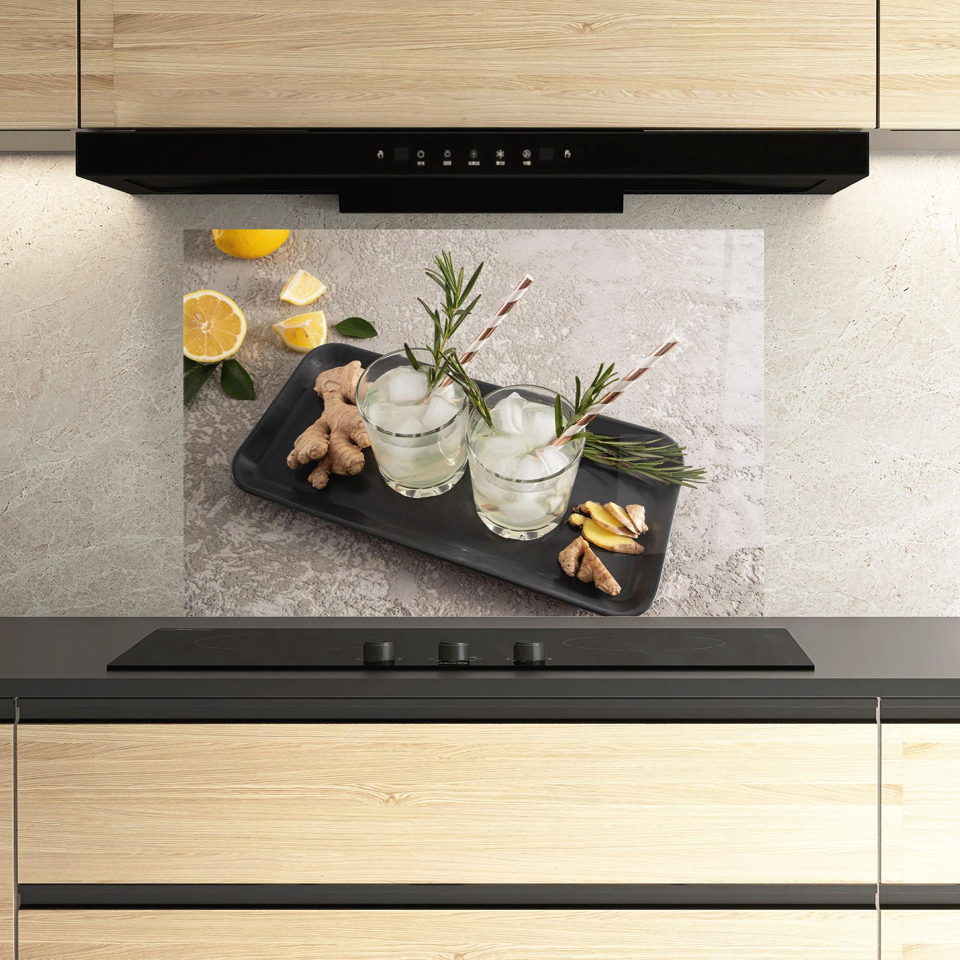 Küchenrückwand Glas Ginger Lemonade Drink mockup 3