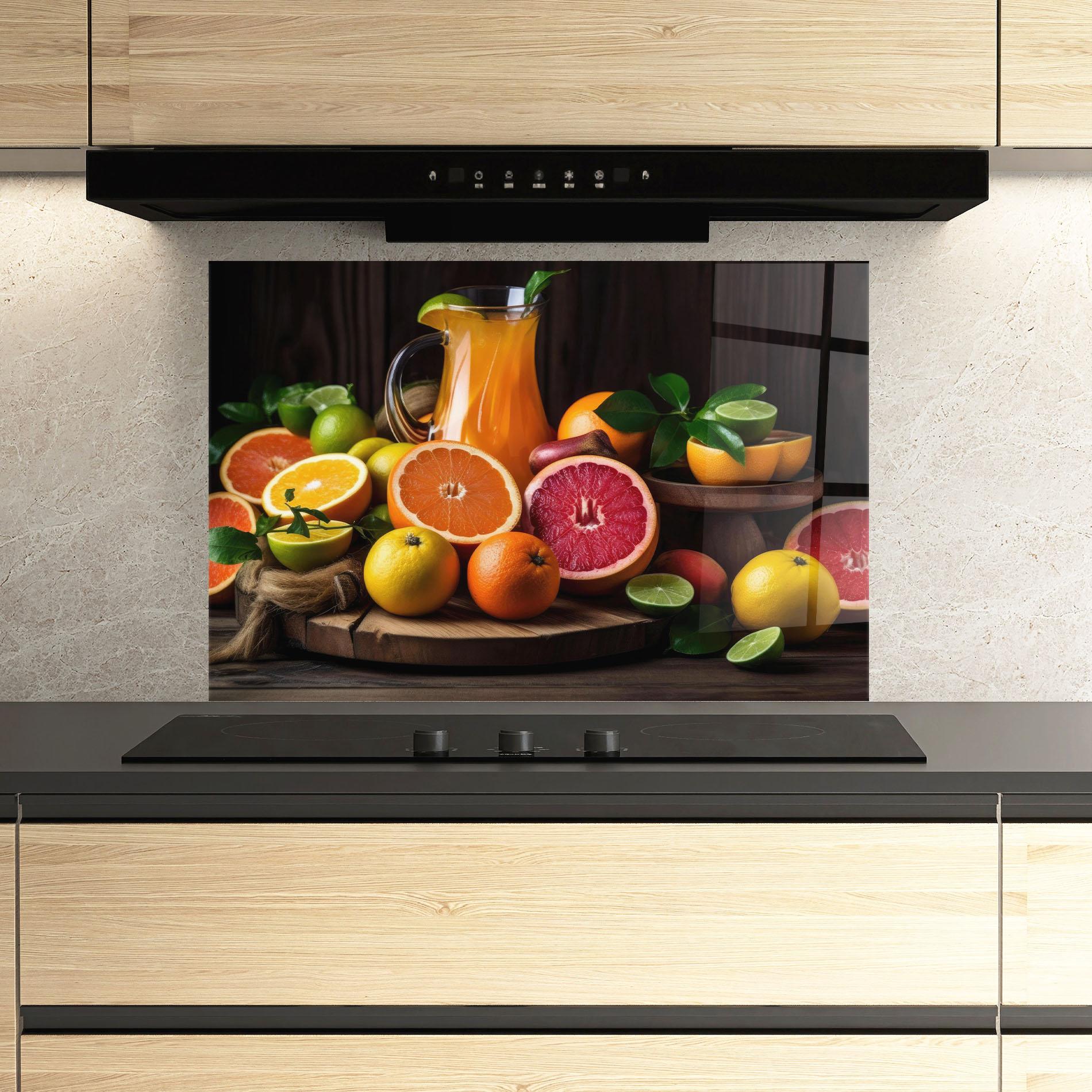 Küchenrückwand Glas Glass Of Orange Juice mockup 3