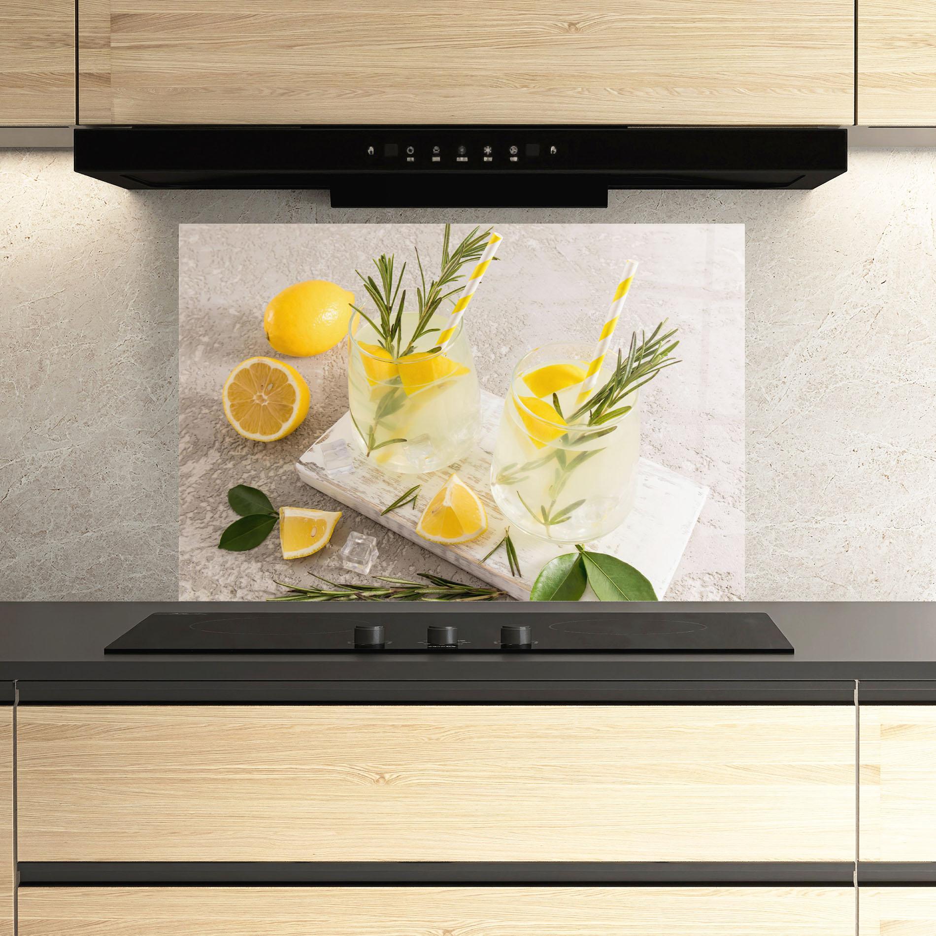 Küchenrückwand Glas Homemade Rosemary Drink mockup 3