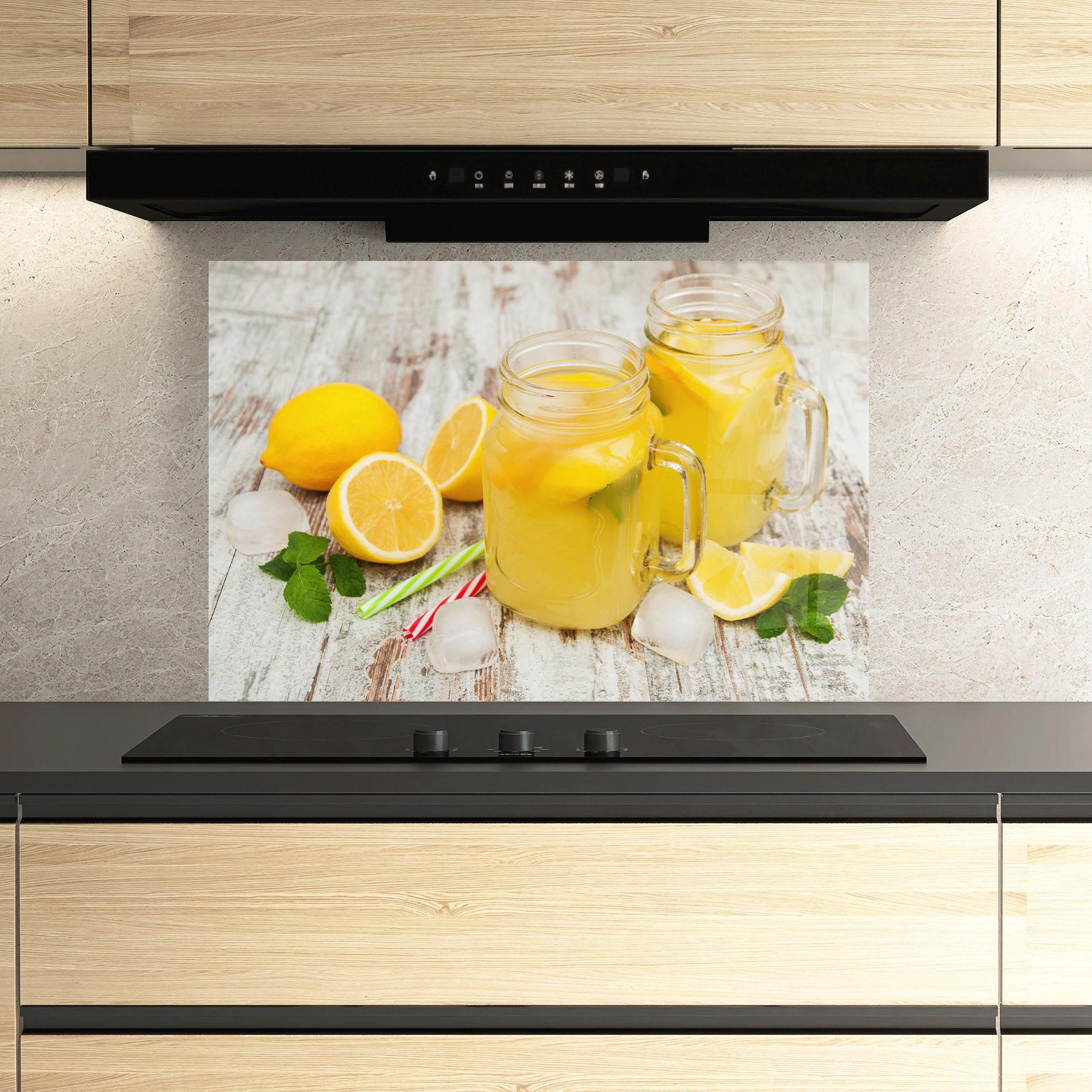 Küchenrückwand Glas Jars With Lemonade mockup 3