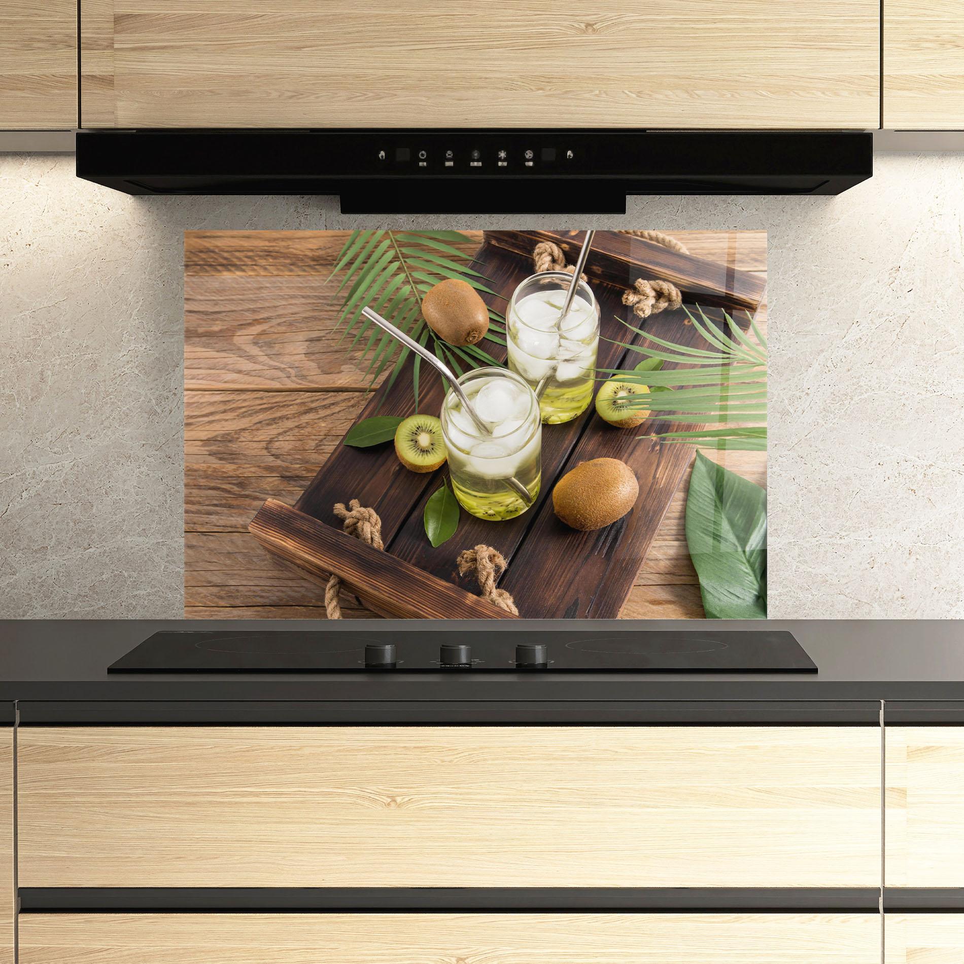 Küchenrückwand Glas Kiwi Drinks mockup 3