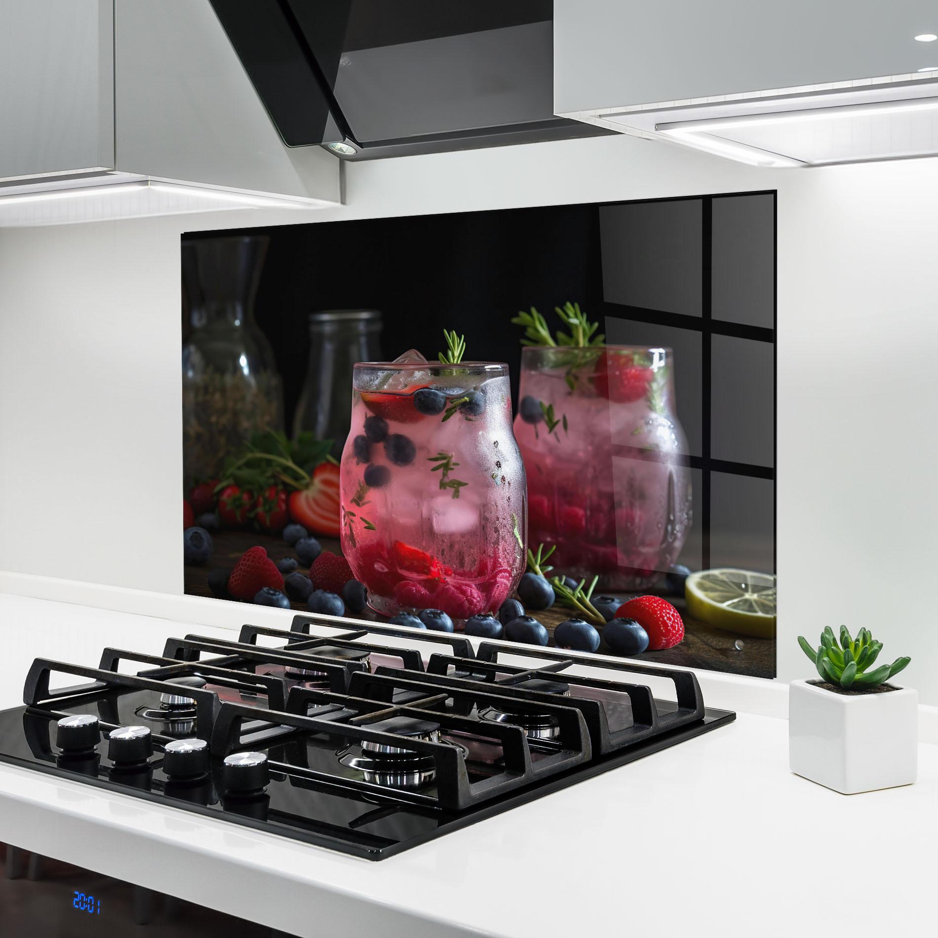 Küchenrückwand Glas Berry Ice Drink mockup 6