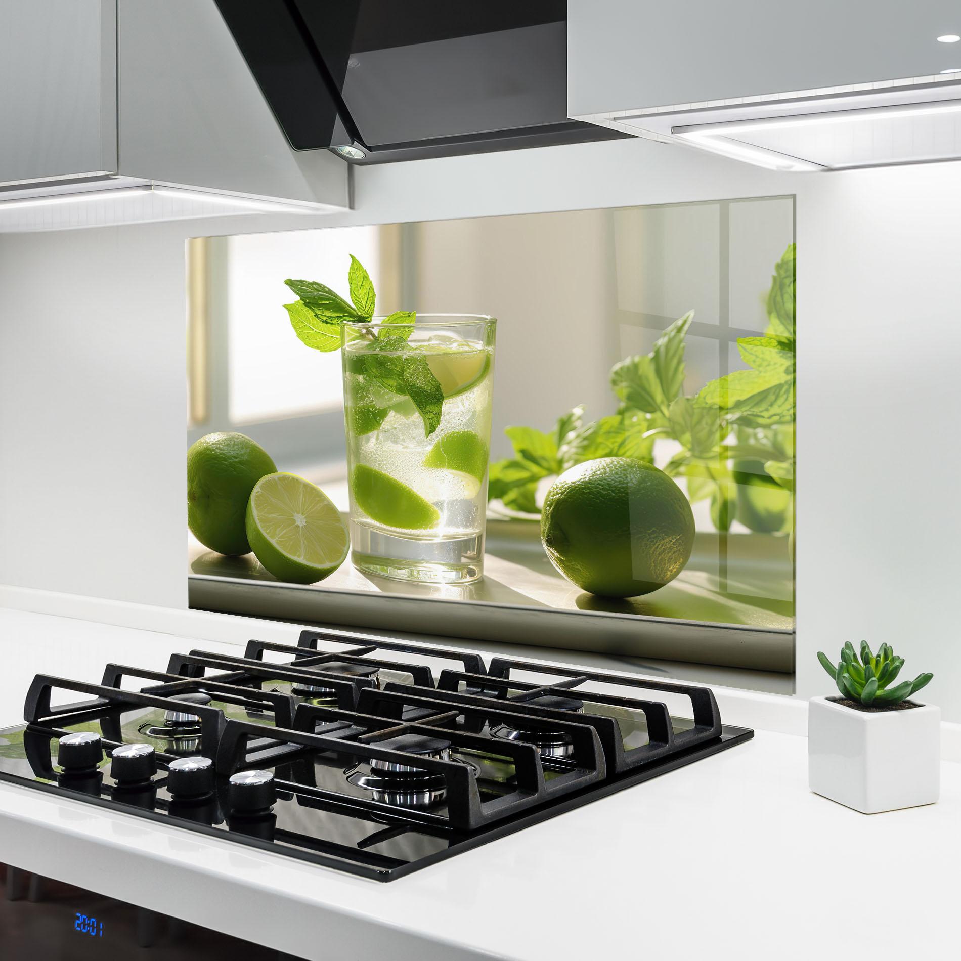 Küchenrückwand Glas Mint Lime Glass mockup 6