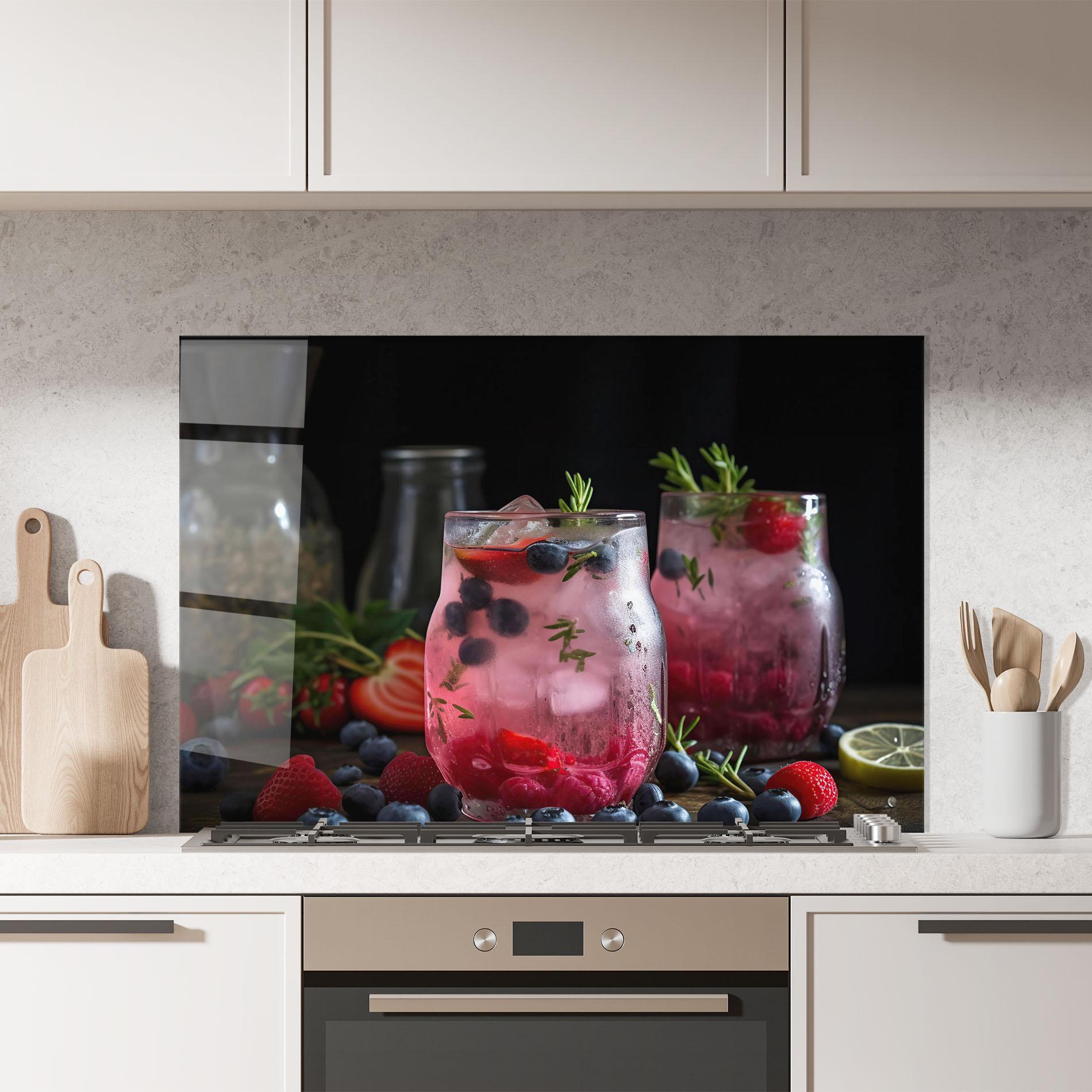 Küchenrückwand Glas Berry Ice Drink mockup 7
