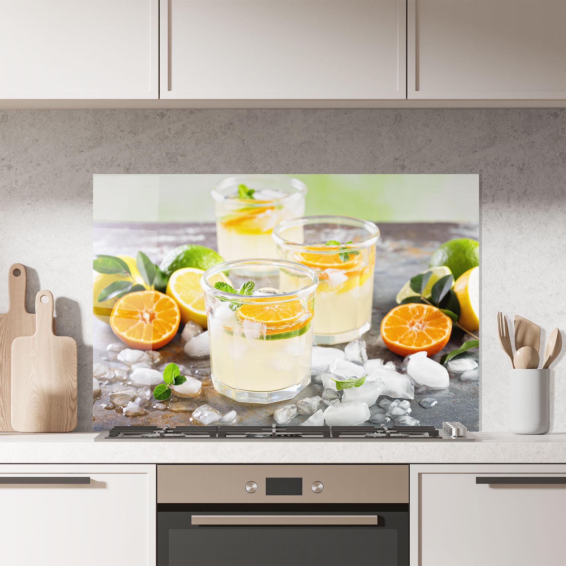 Küchenrückwand Glas Citrus Fruit Lemonade mockup 7