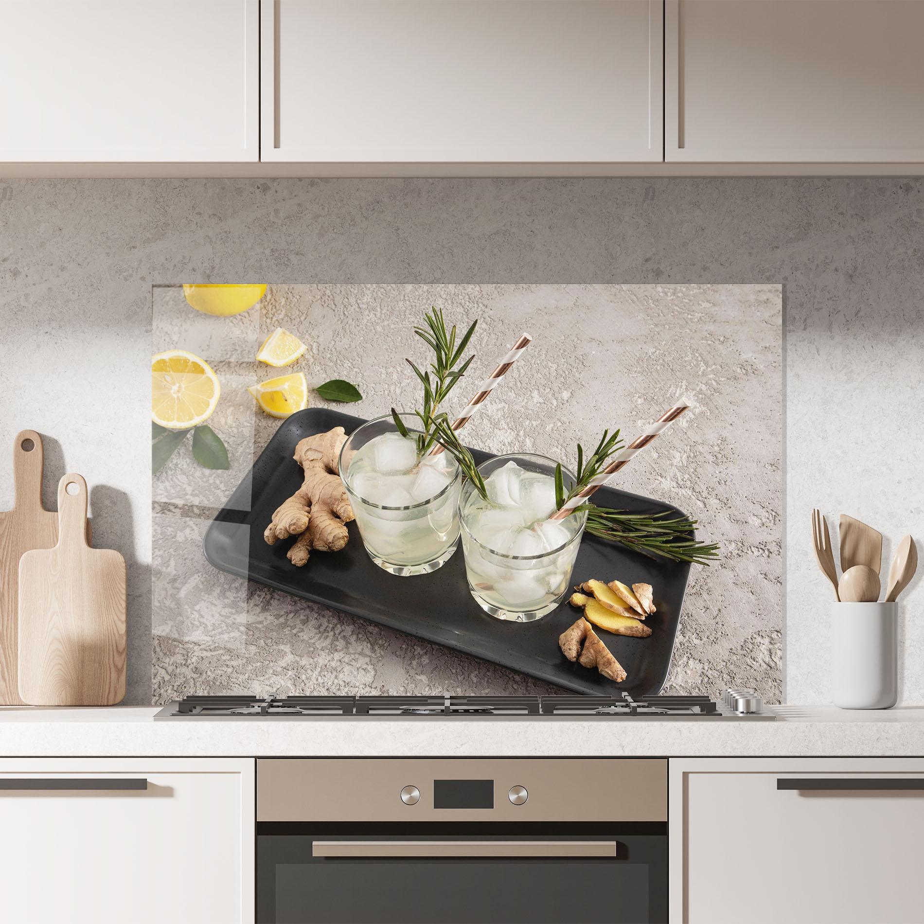 Küchenrückwand Glas Ginger Lemonade Drink mockup 7