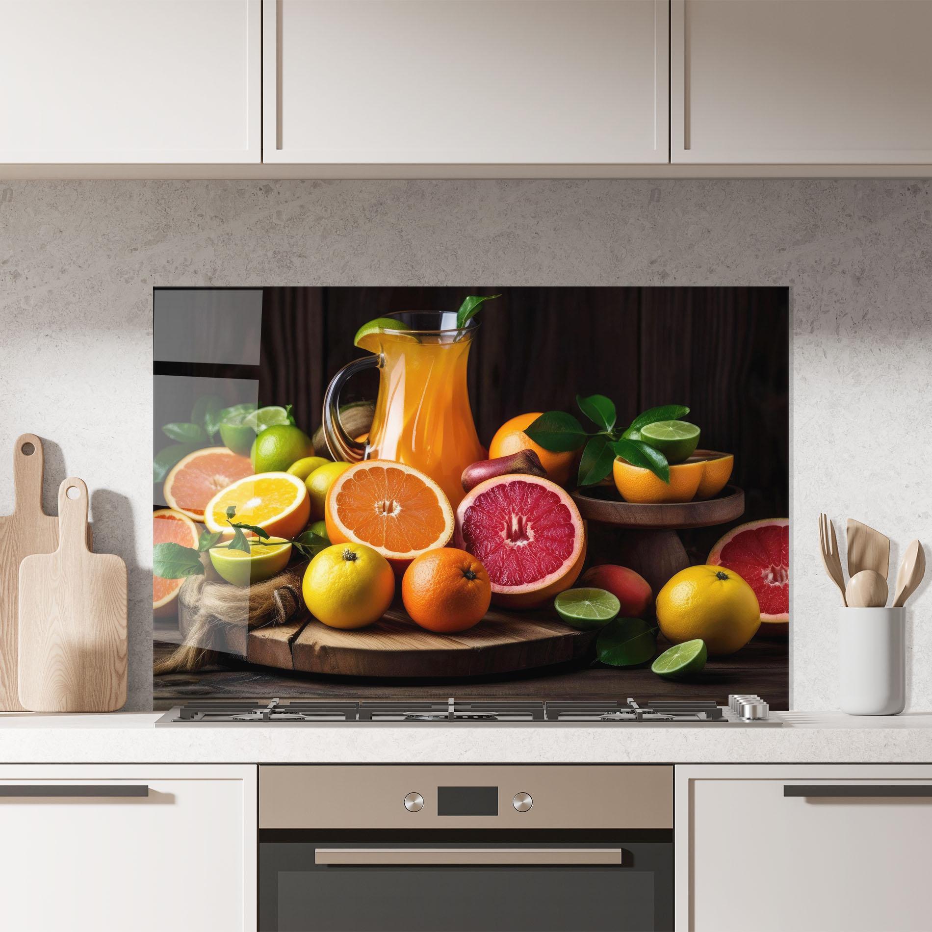 Küchenrückwand Glas Glass Of Orange Juice mockup 7