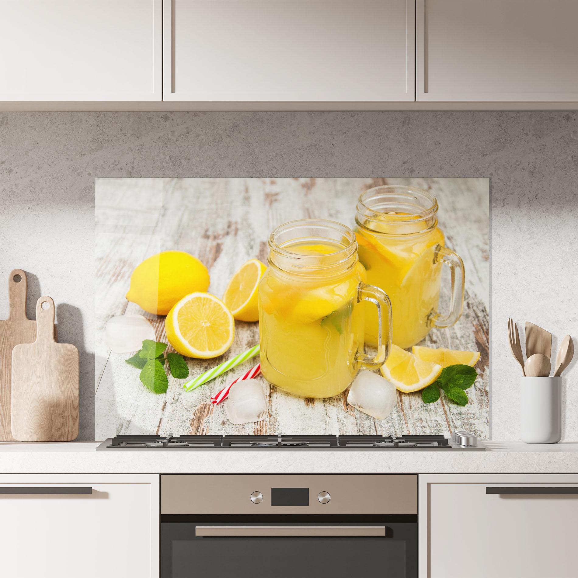 Küchenrückwand Glas Jars With Lemonade mockup 7