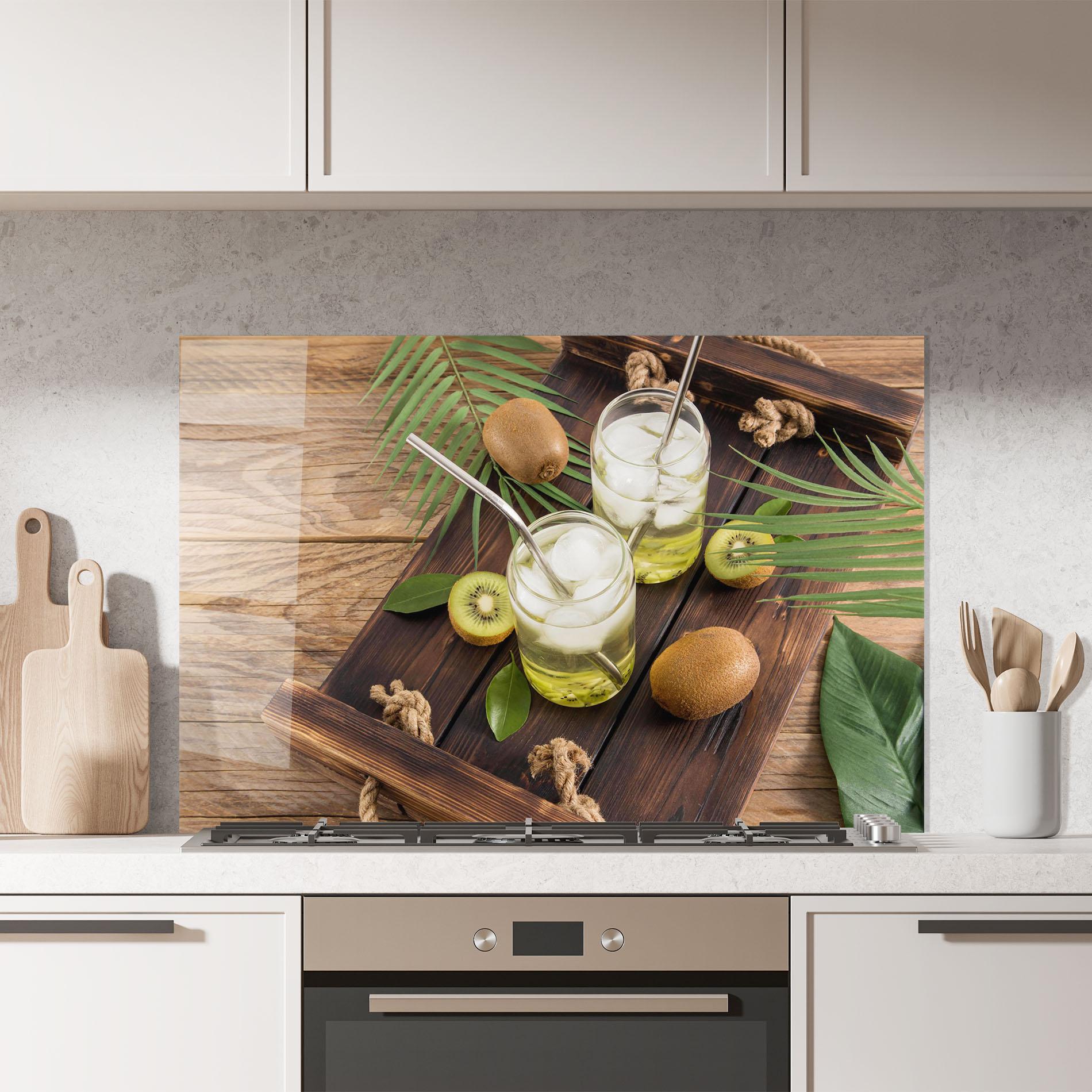 Küchenrückwand Glas Kiwi Drinks mockup 7