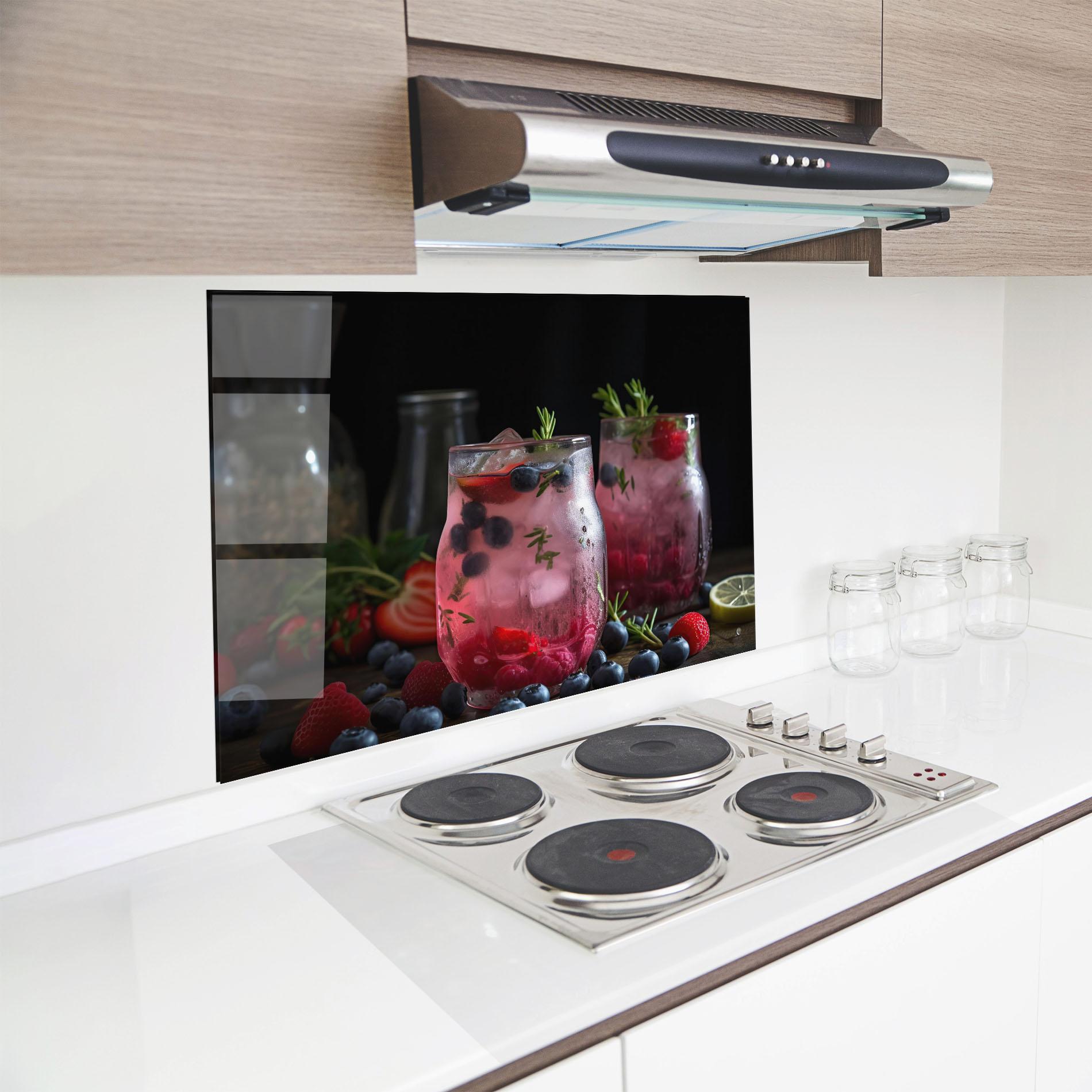 Küchenrückwand Glas Berry Ice Drink mockup 8