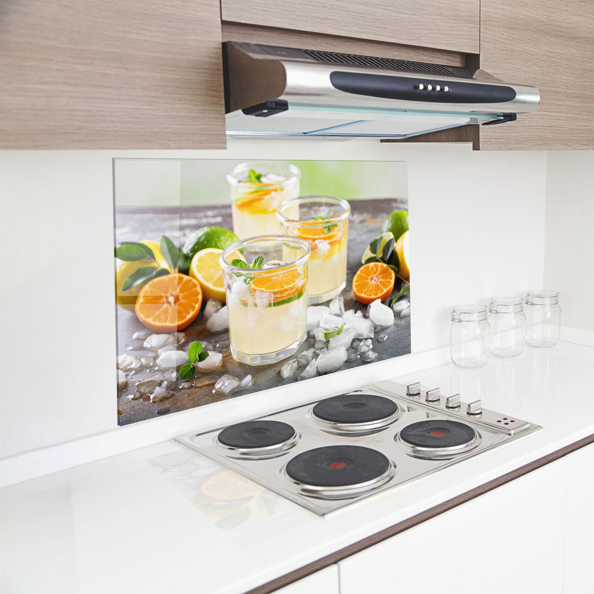 Küchenrückwand Glas Citrus Fruit Lemonade mockup 8