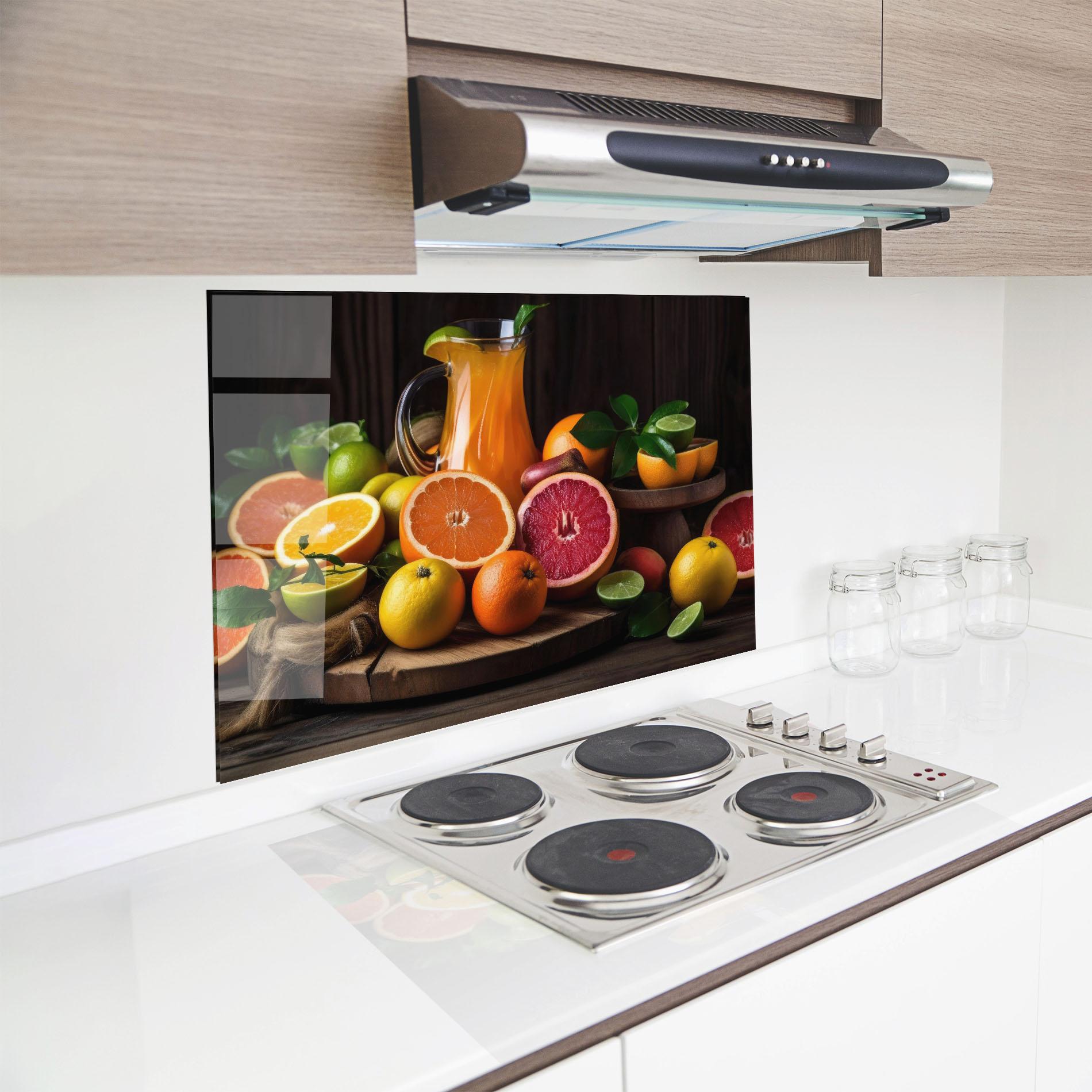 Küchenrückwand Glas Glass Of Orange Juice mockup 8