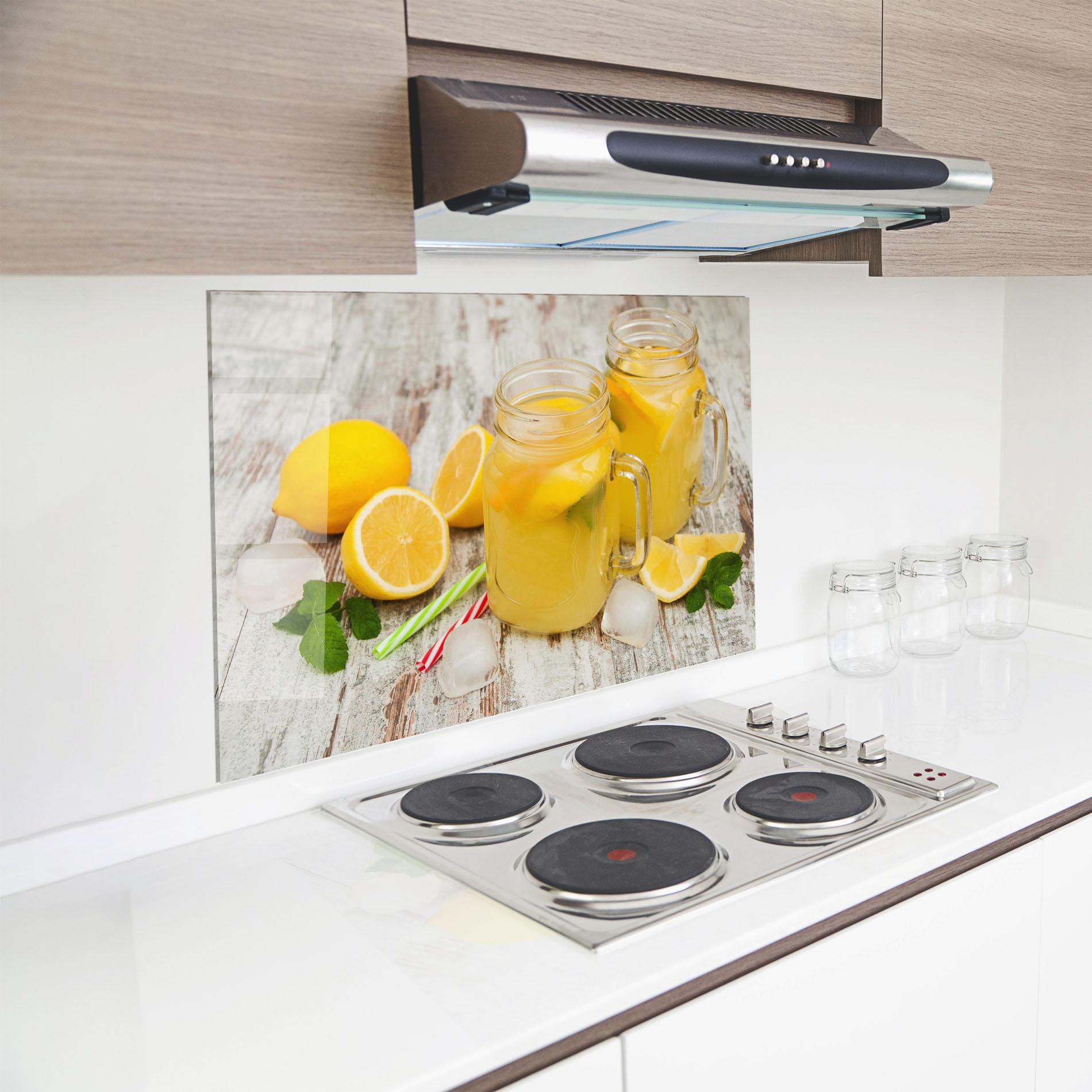 Küchenrückwand Glas Jars With Lemonade mockup 8