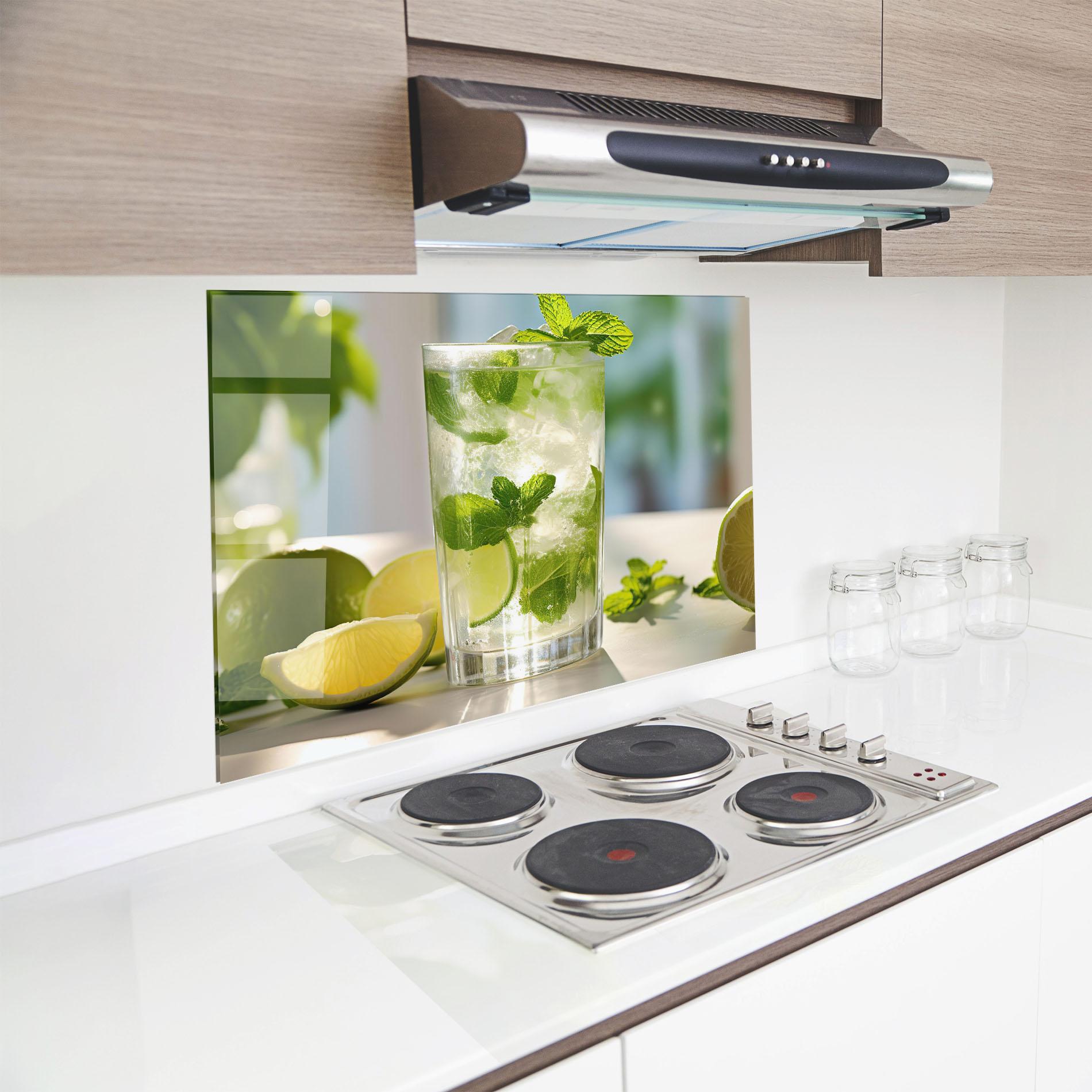 Küchenrückwand Glas Lime Mint Glass mockup 8