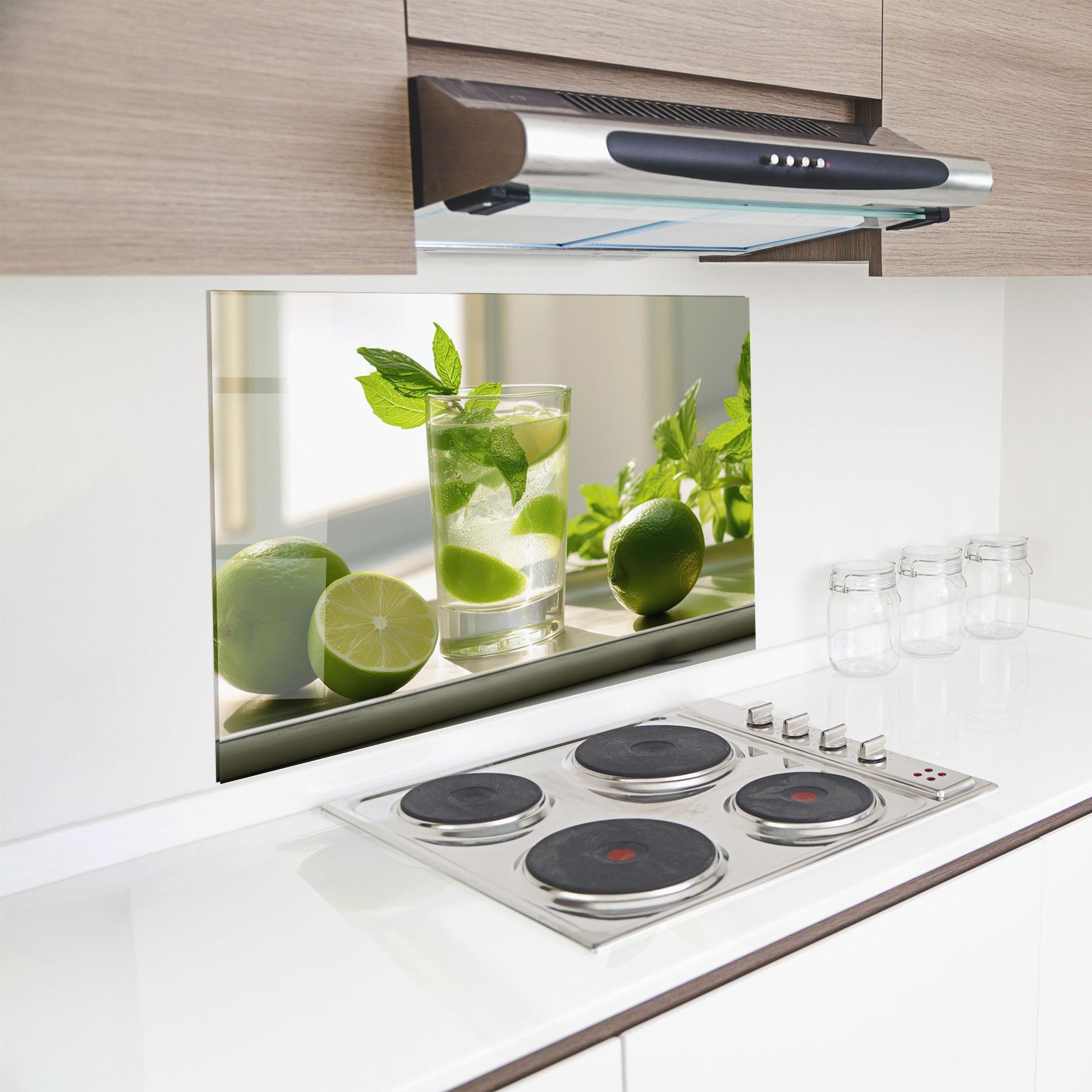 Küchenrückwand Glas Mint Lime Glass mockup 8