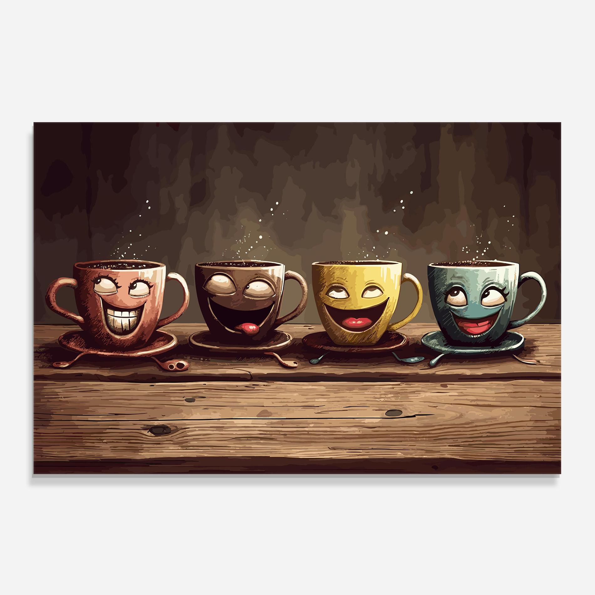 Küchenrückwand Glas Coffee Faces mockup 0