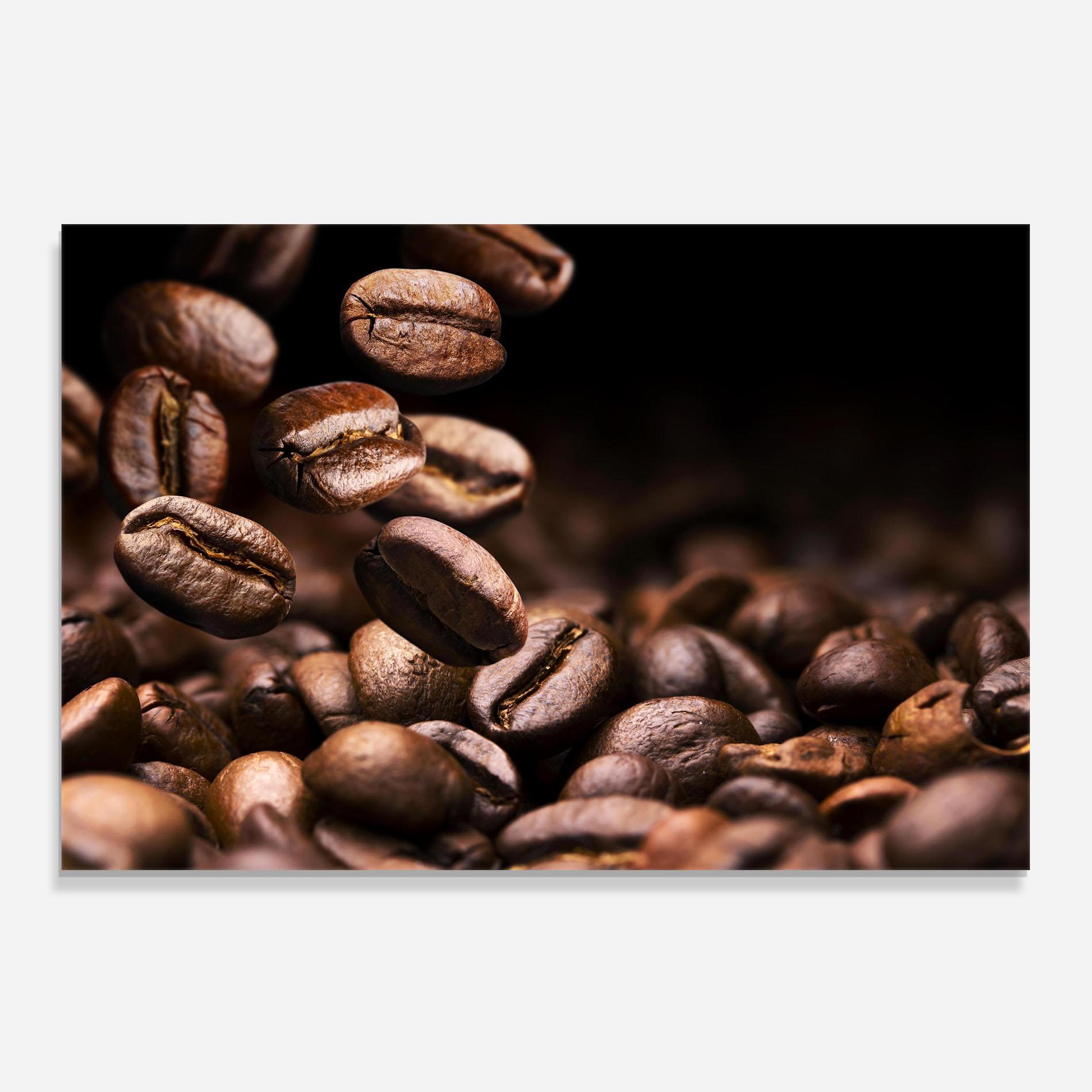 Küchenrückwand Glas Falling Coffee Beans mockup 0