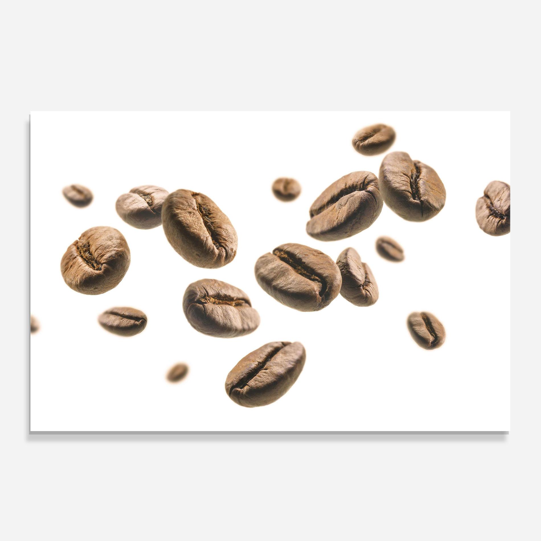 Küchenrückwand Glas Floating Coffee Beans mockup 0