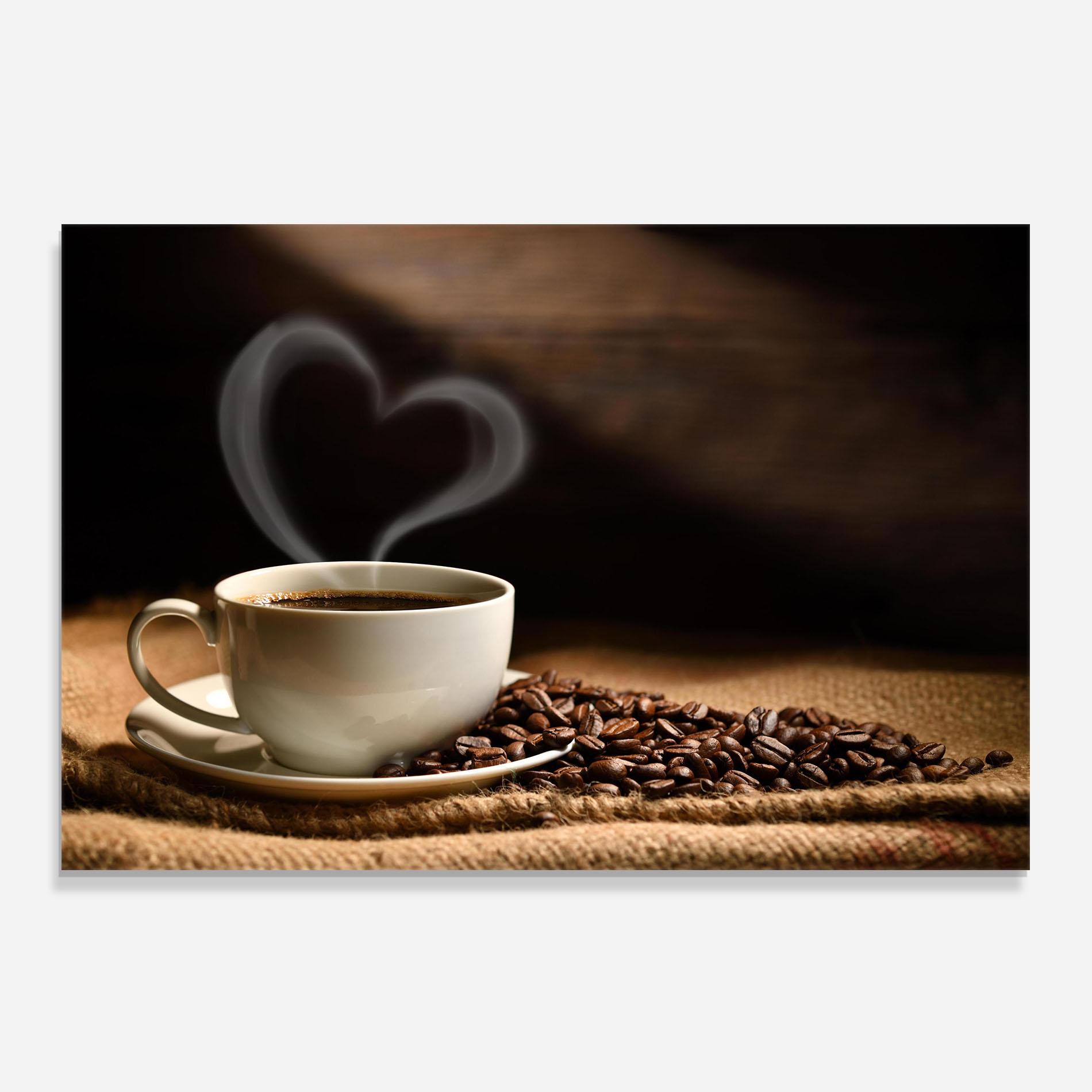 Küchenrückwand Glas Heart Coffee Smoke mockup 0
