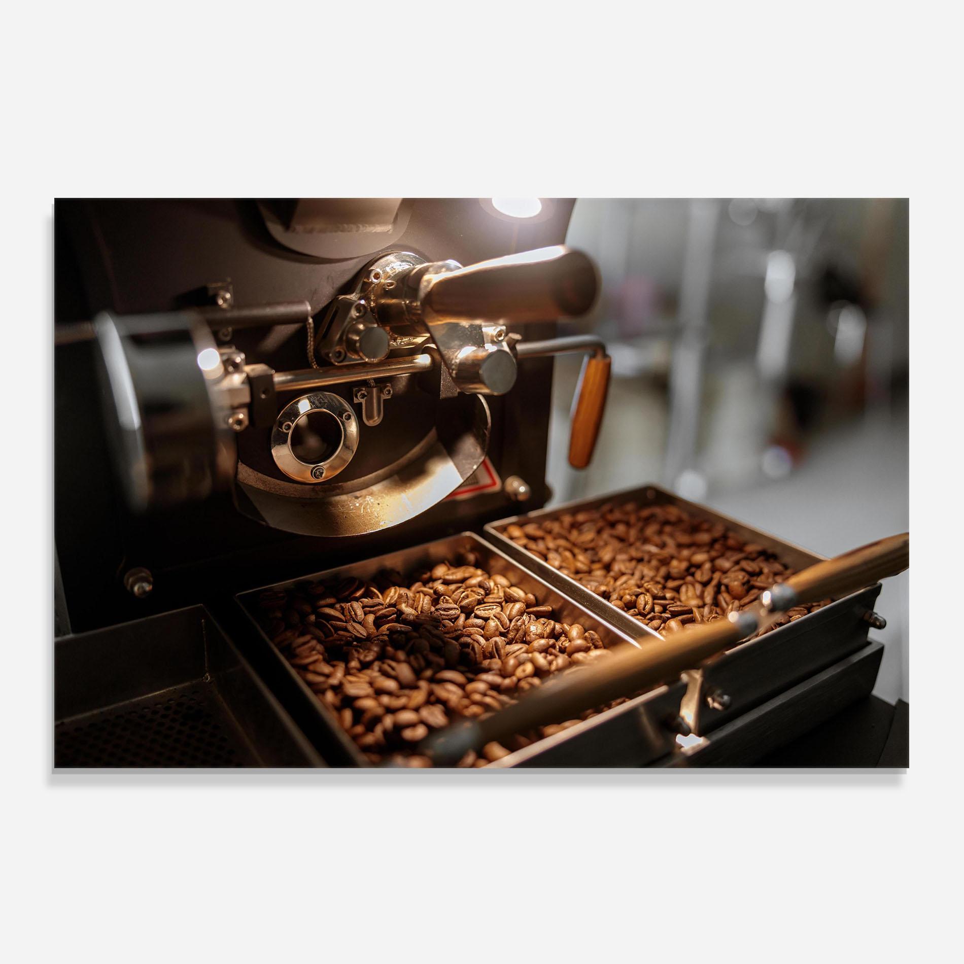 Küchenrückwand Glas Industrial Coffee Machine mockup 0