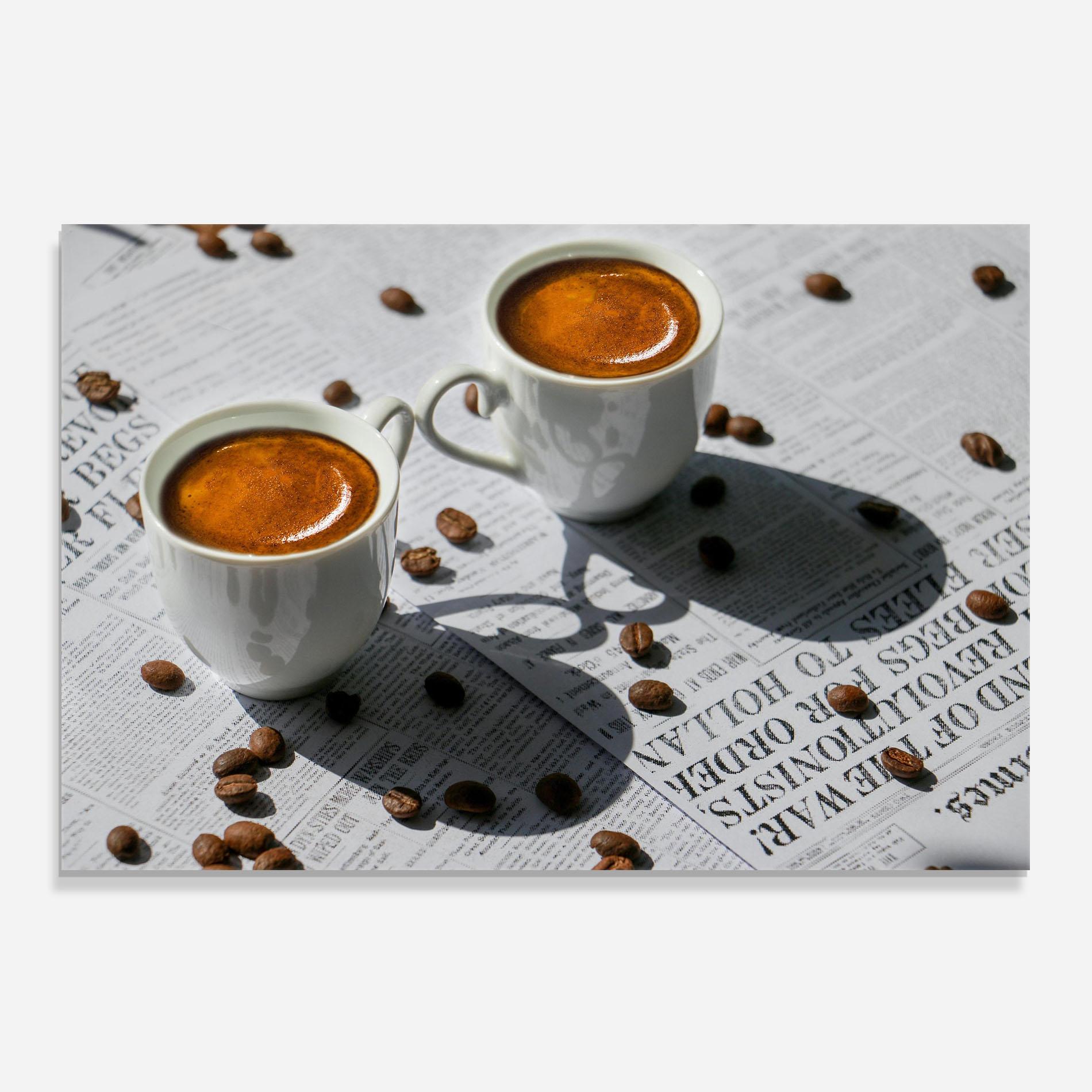 Küchenrückwand Glas Newspaper Coffee mockup 0